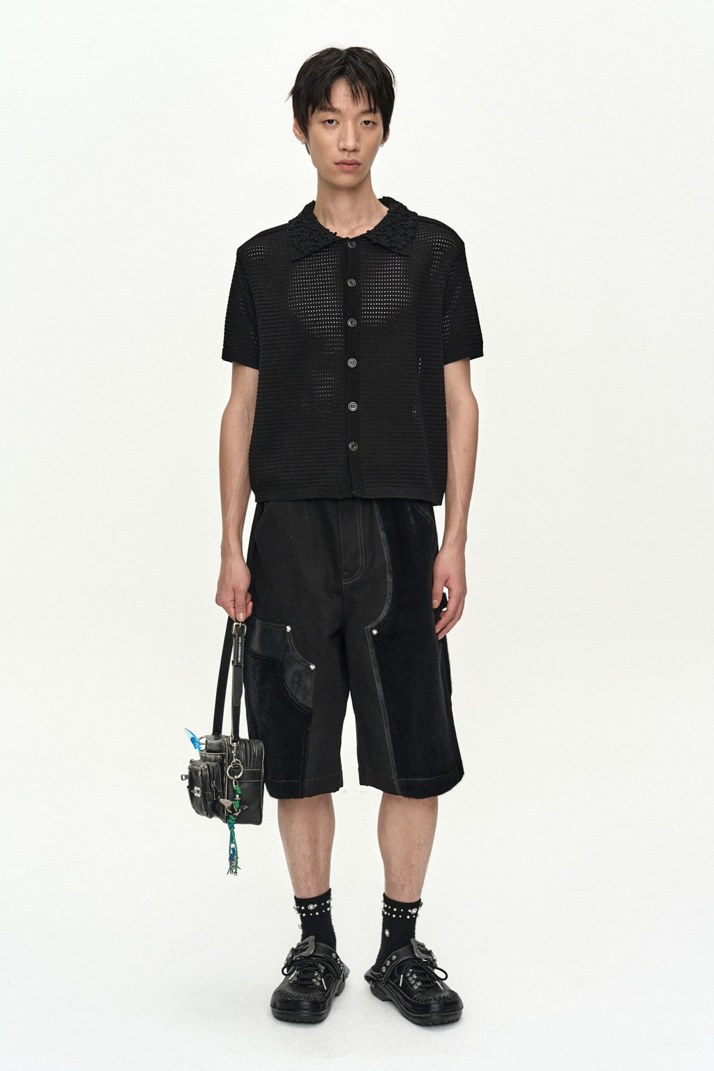 Andersson Bell - Boy Fitted Short Sleeve Collar Cardigan (Black) product image 1 | TRAB K-Fashion Australia