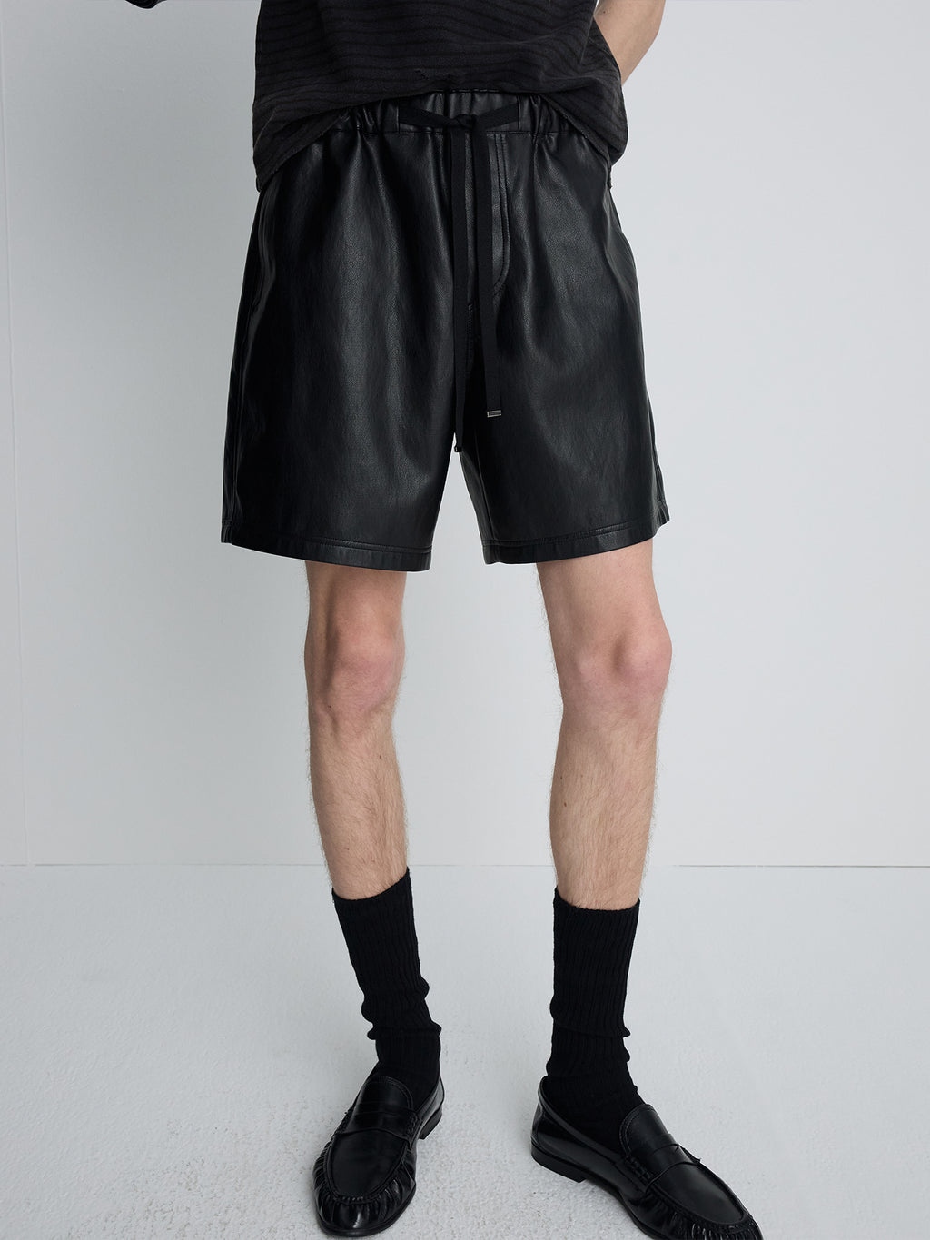 Tonywack - Faux Leather Lounge Shorts (Black) product image 1 | TRAB K-Fashion Australia