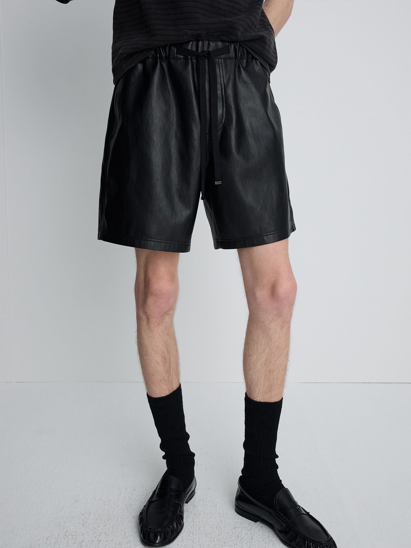 Tonywack - Faux Leather Lounge Shorts (Black) product image 1 | TRAB K-Fashion Australia