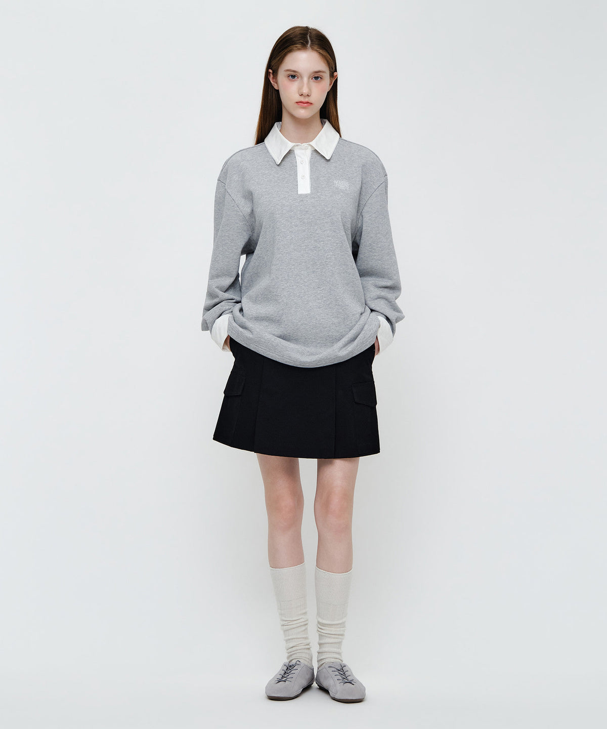 Marithe & Francois Girbaud - Small Classic Logo Lace Collar Sweatshirt (Heather Gray) product image 4 | TRAB K-Fashion Australia