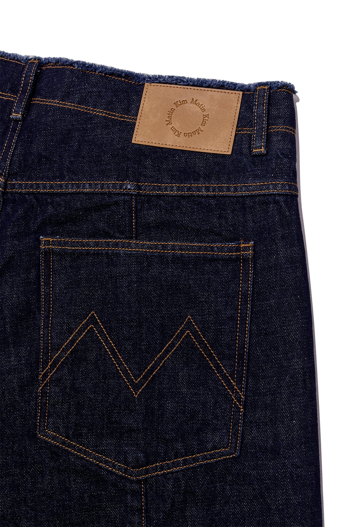 Matin Kim - Back Pintuck Waistless Denim Pants (Navy) product image 4 | TRAB K-Fashion Australia