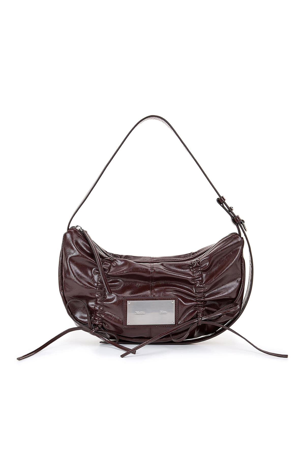 Matin Kim - Half Shirring Ribbon Round Bag (Dark Brown) product image 1 | TRAB K-Fashion Australia