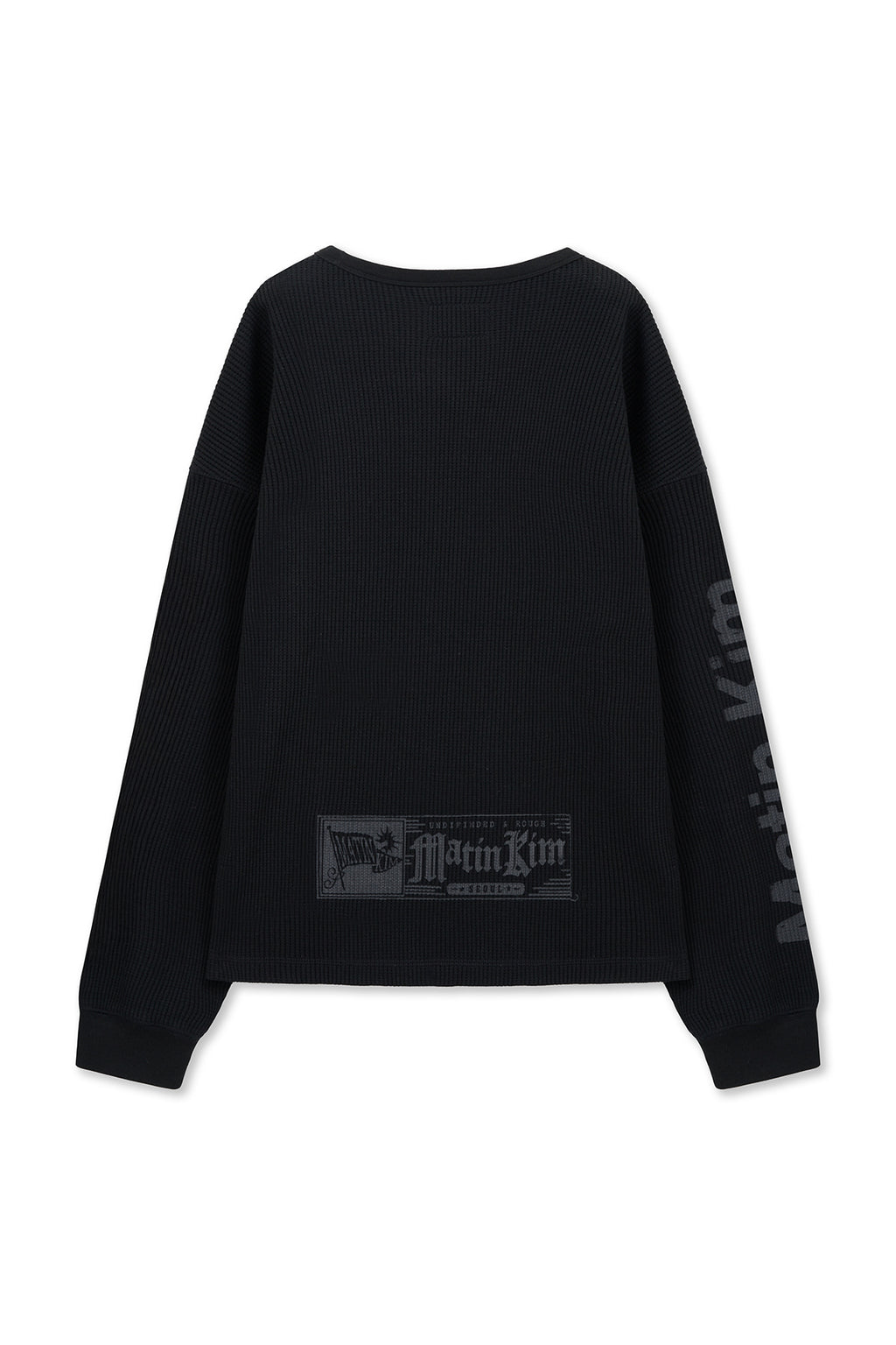 Matin Kim - Sleeve Logo Waffle Top (Black) product image 2 | TRAB K-Fashion Australia