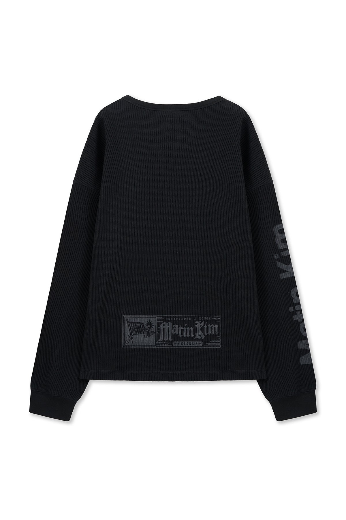Matin Kim - Sleeve Logo Waffle Top (Black) product image 2 | TRAB K-Fashion Australia
