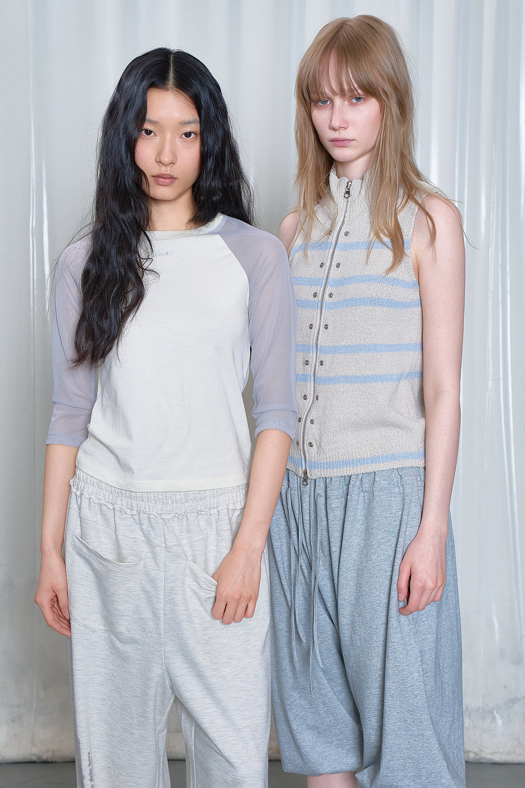 Deinet - Stripe Knit Vest Zip Up (Light Grey) product image 9 | TRAB K-Fashion Australia