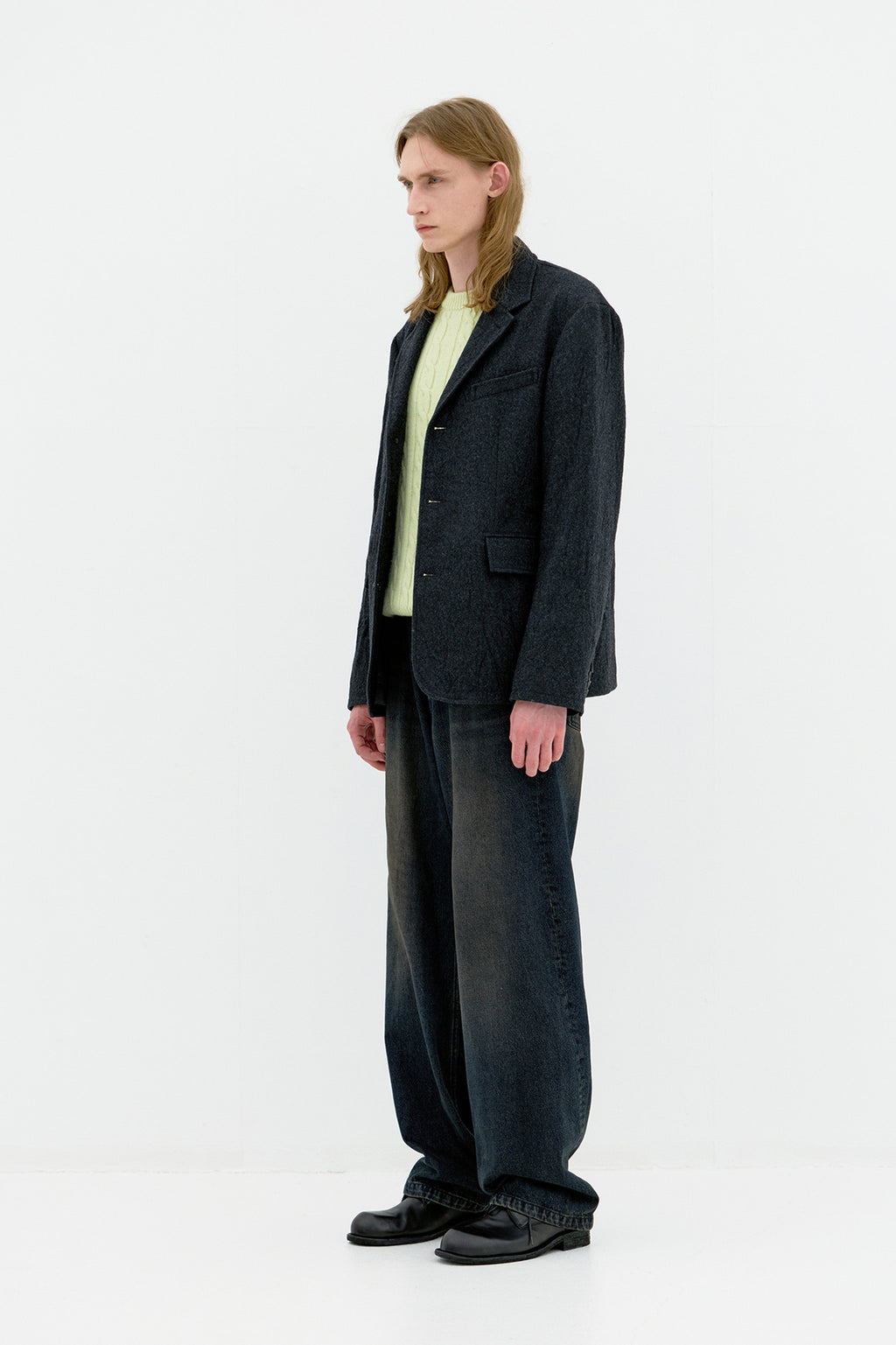 Coor - Virgin Wool Crease Washed Blazer (Charcoal Gray) product image 3 | TRAB K-Fashion Australia