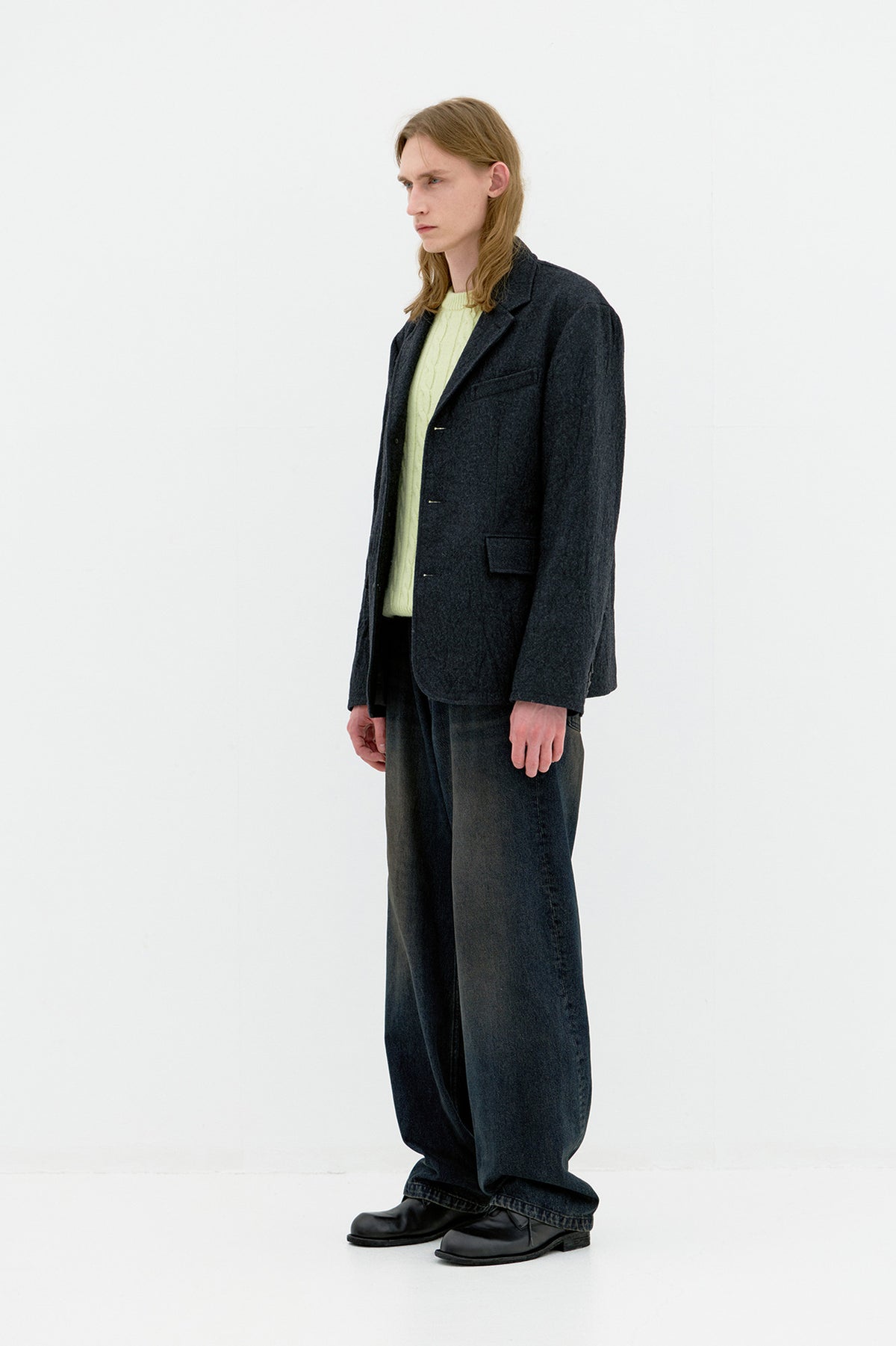 Coor - Virgin Wool Crease Washed Blazer (Charcoal Gray) product image 3 | TRAB K-Fashion Australia