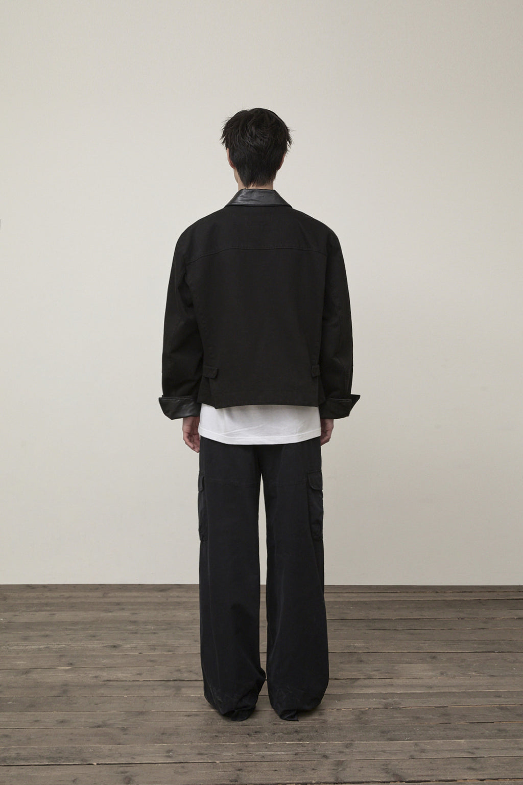 Matin Kim - Leather Collar Point Work Jacket (Black) product image 7 | TRAB K-Fashion Australia