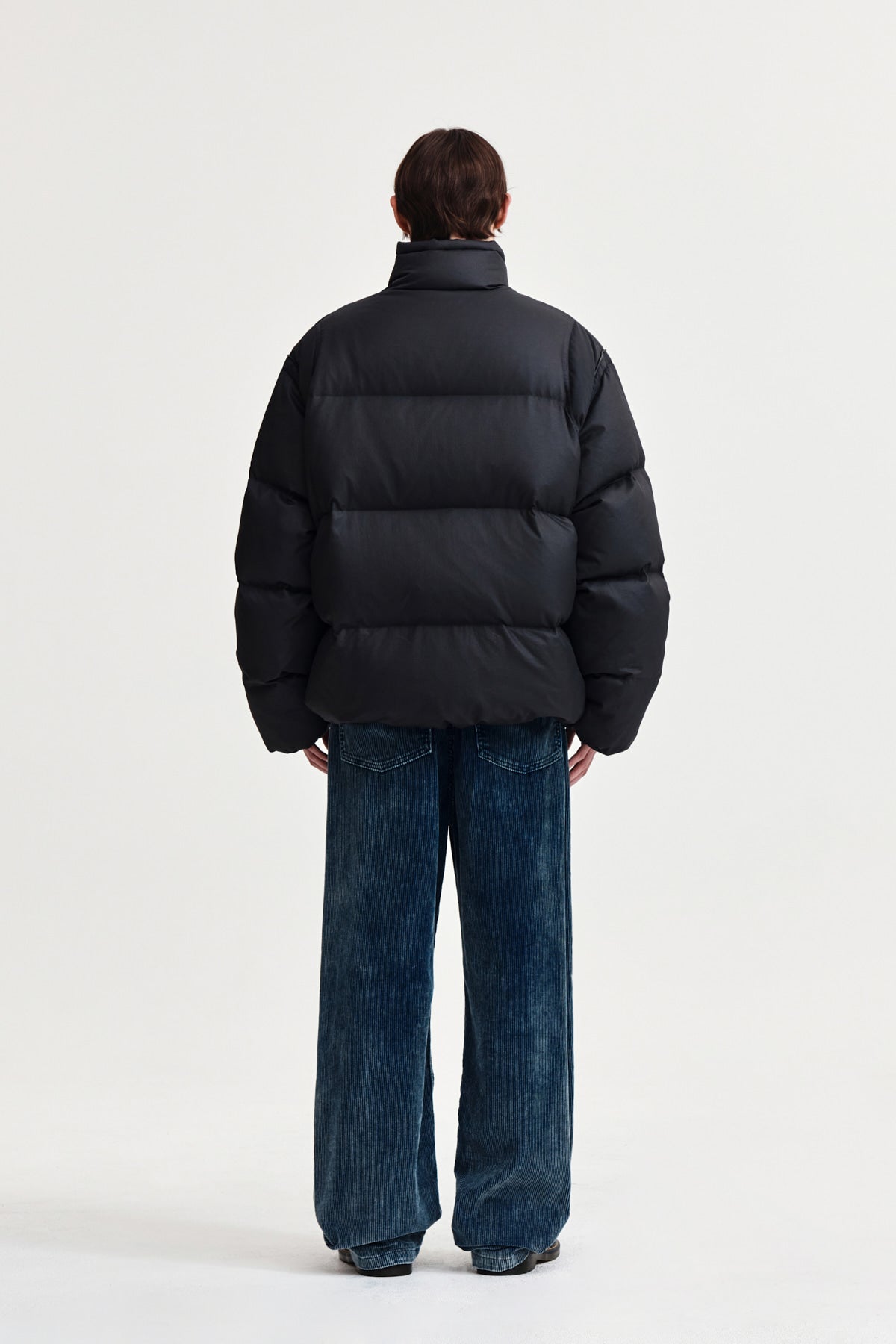 Matin Kim - Logo Applique Glossy Down Jumper (Charcoal) product image 7 | TRAB K-Fashion Australia