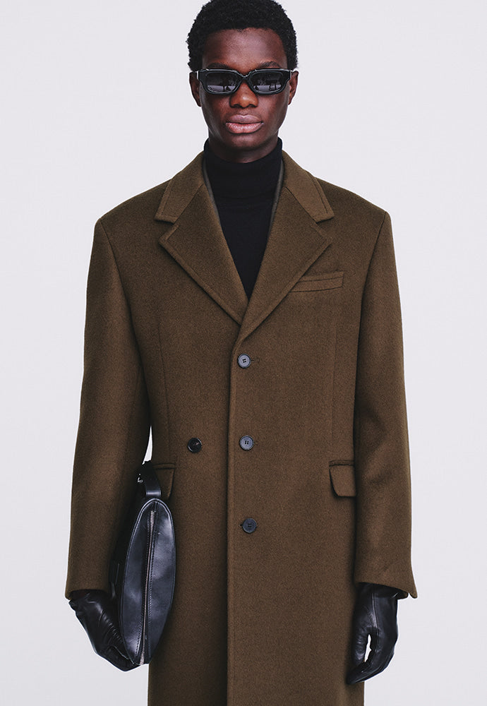 Tonywack - Cashmere Single-Breasted Tailored Wrap Coat (Wood Brown) product image 6 | TRAB K-Fashion Australia