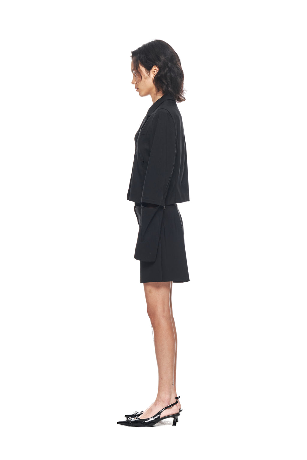 Matin Kim - Zipper Point Linen Mini Skirt (Black) product image 6 | TRAB K-Fashion Australia
