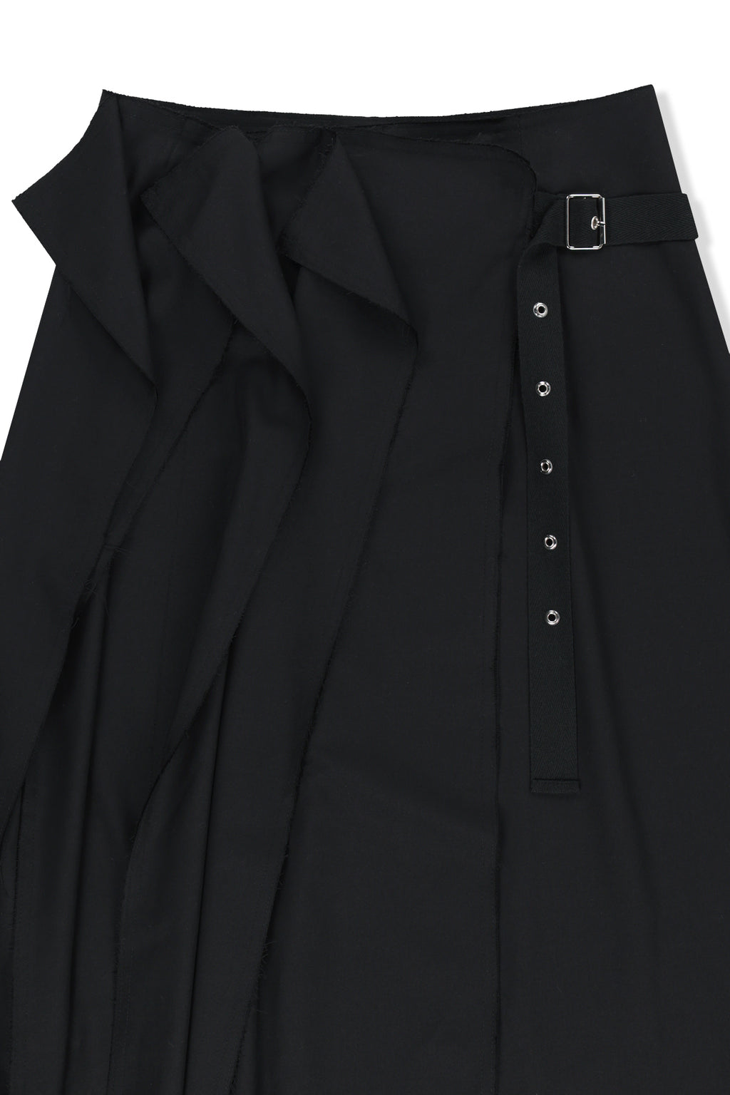 Matin Kim - Raw Edge Flap Belted Skirt (Black) product image 3 | TRAB K-Fashion Australia