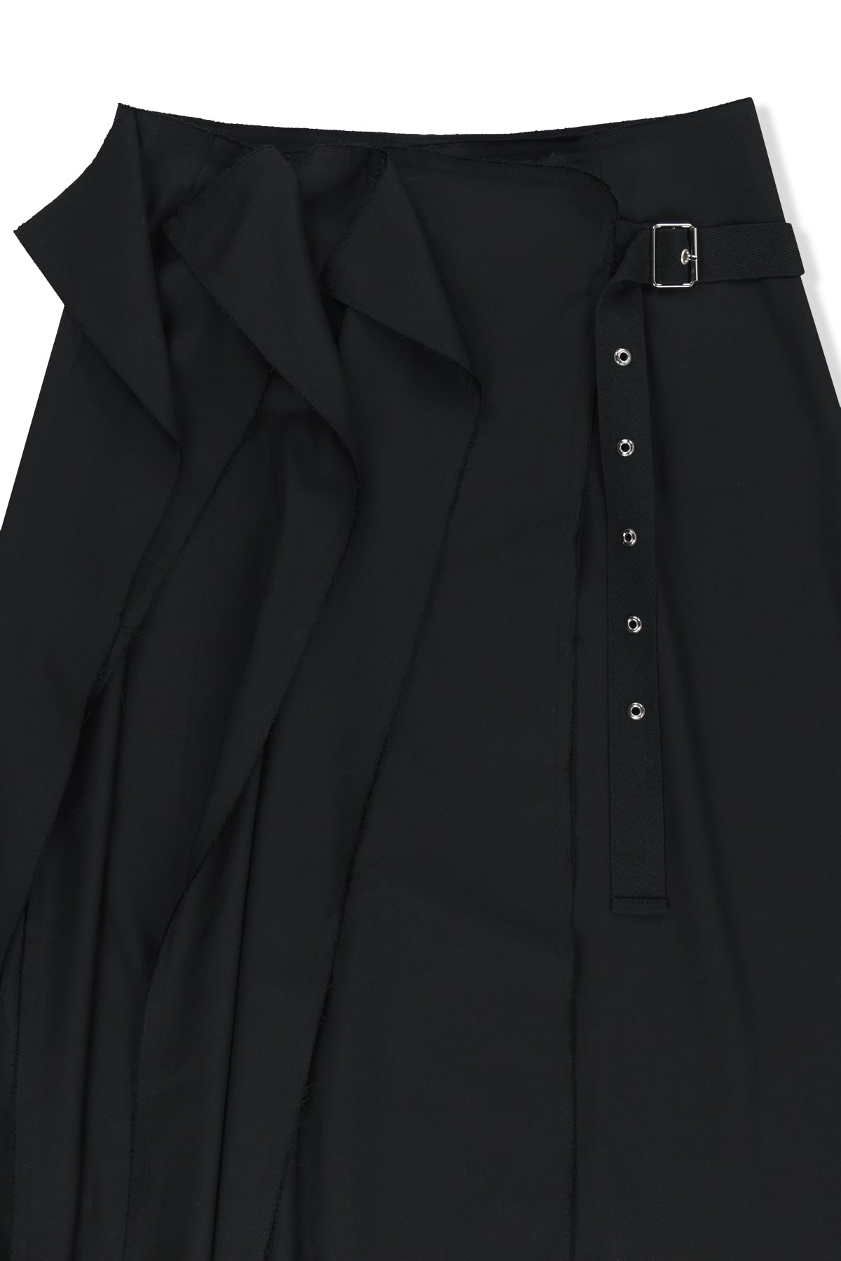 Matin Kim - Raw Edge Flap Belted Skirt (Black) product image 3 | TRAB K-Fashion Australia