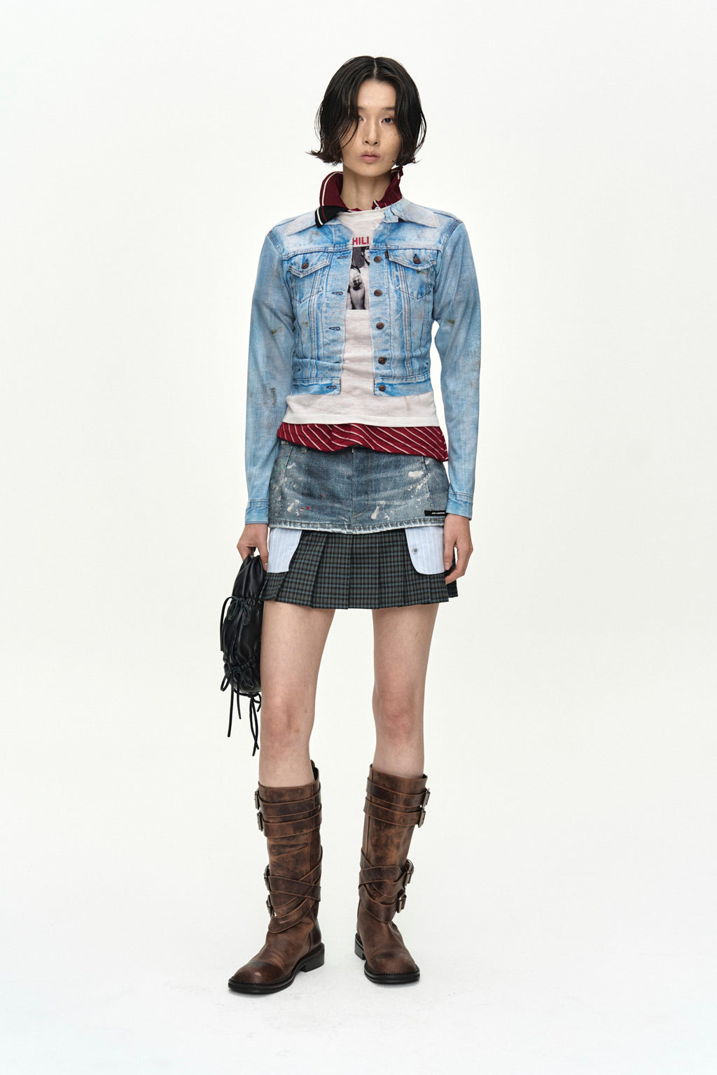 Andersson Bell - [Pre-Order – Ships July 3] Painted Denim Layered Mini Pleats Skirt (Blue) product image 12 | TRAB K-Fashion Australia