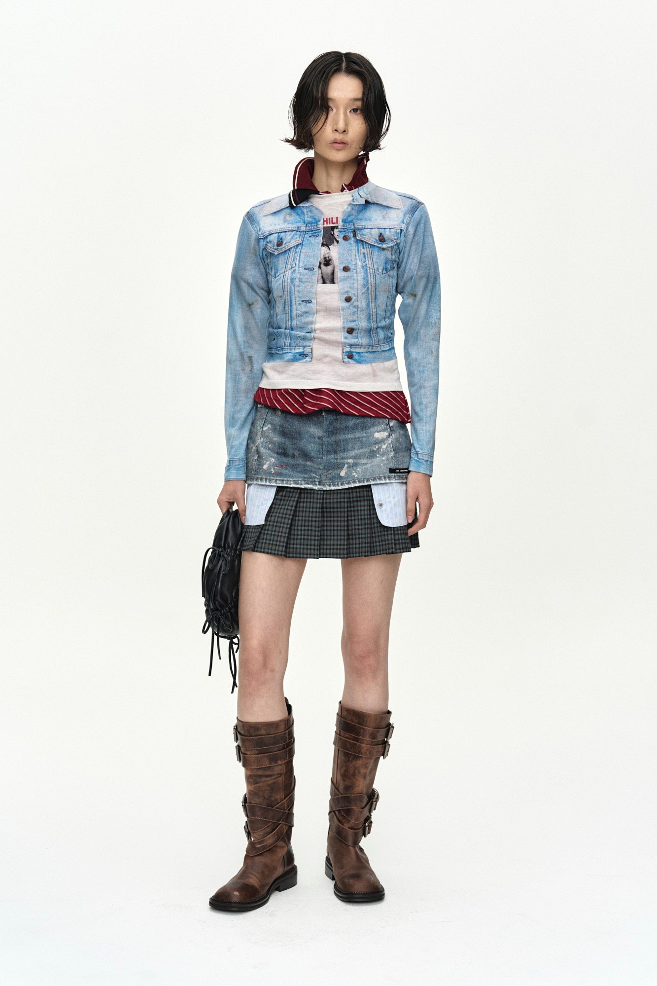 Andersson Bell - [Pre-Order – Ships July 3] Painted Denim Layered Mini Pleats Skirt (Blue) product image 12 | TRAB K-Fashion Australia
