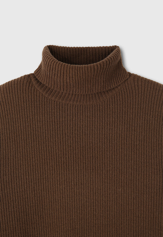 Tonywack - Hard Twist Wool Slit Turtleneck Knit (Brown) product image 9 | TRAB K-Fashion Australia