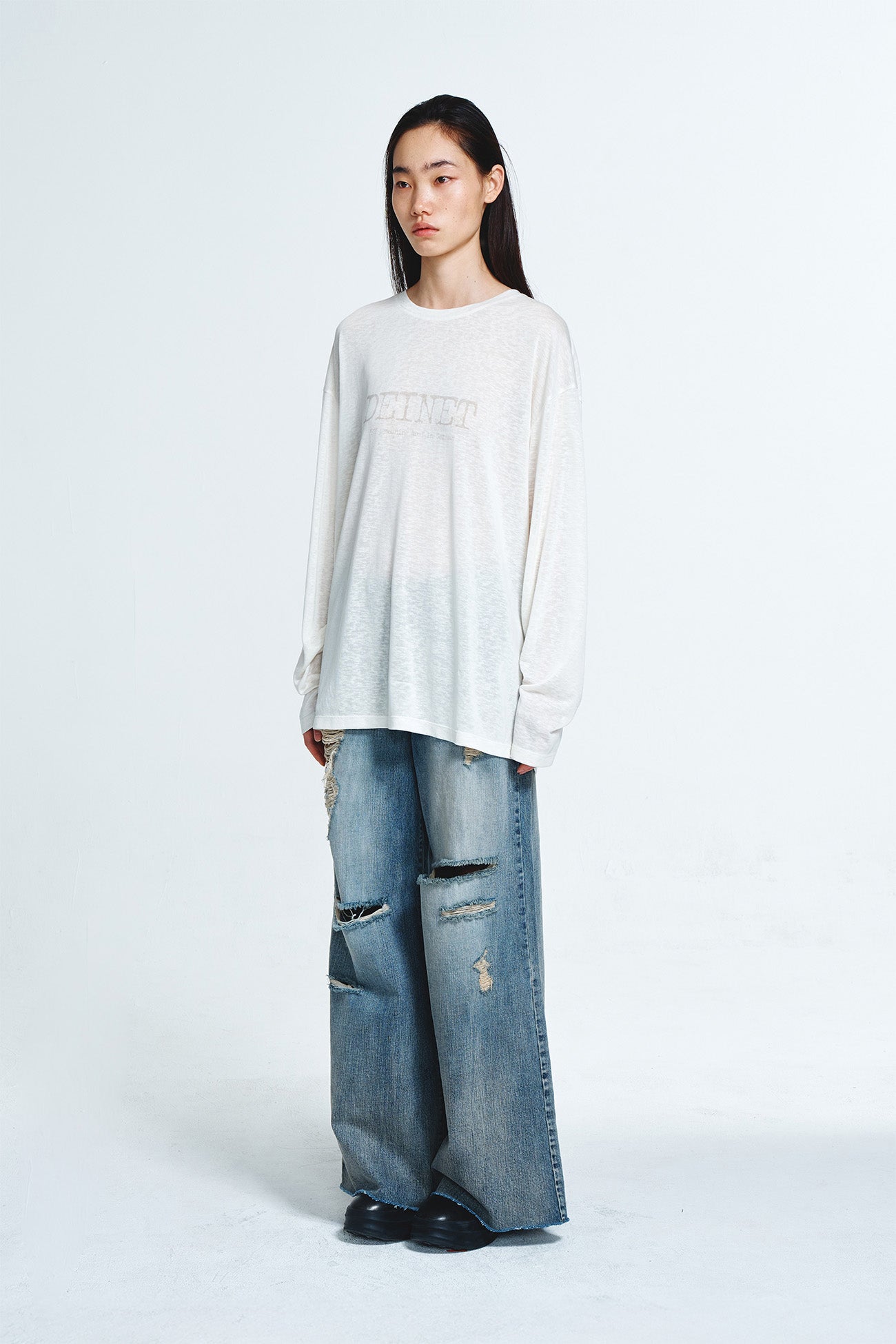 Deinet - Overfit Sweat Graphics T-Shirt (Ivory) product image 2 | TRAB K-Fashion Australia