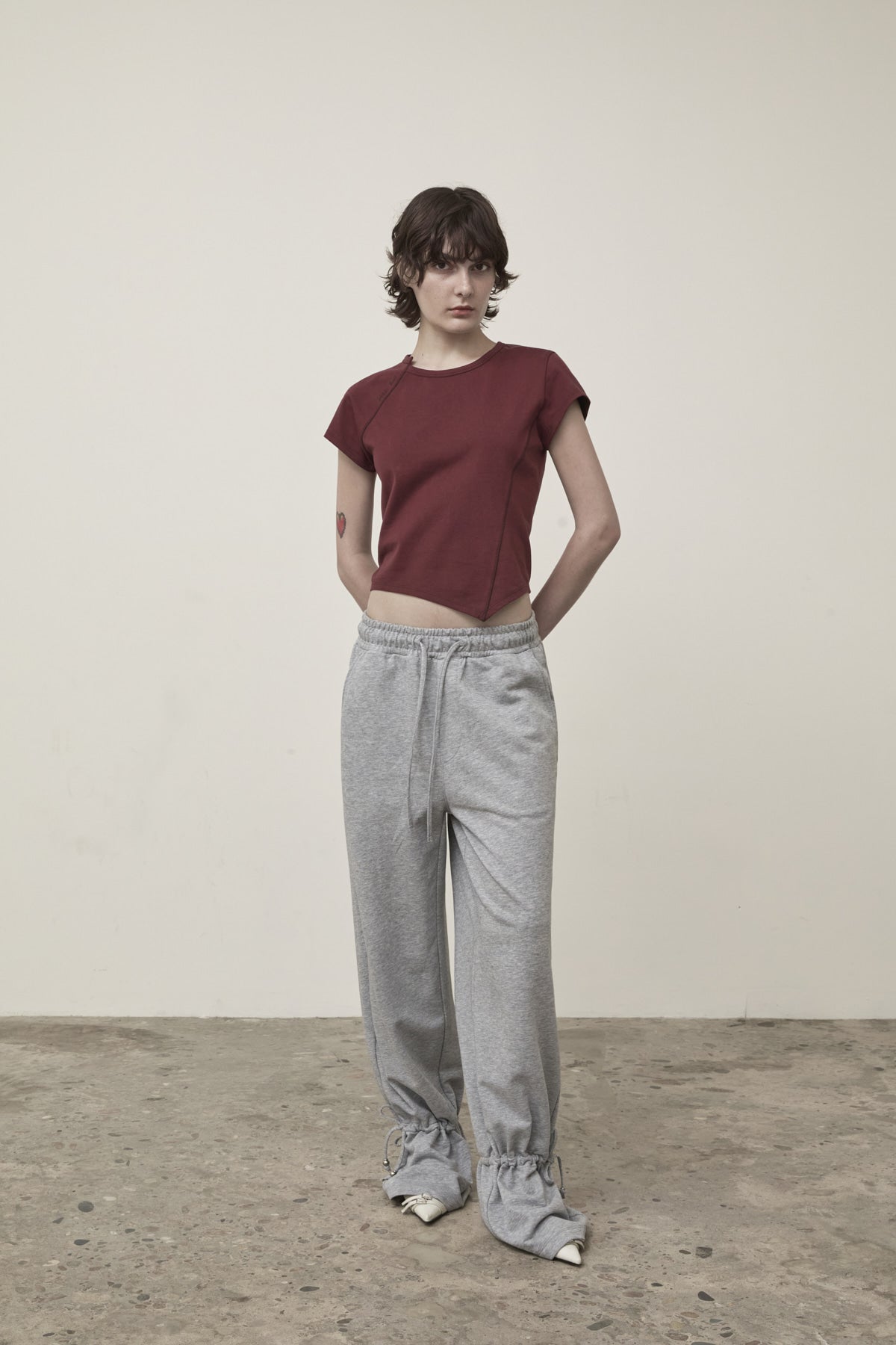 Matin Kim - Twist Point Slim Top (Burgundy) product image 9 | TRAB K-Fashion Australia