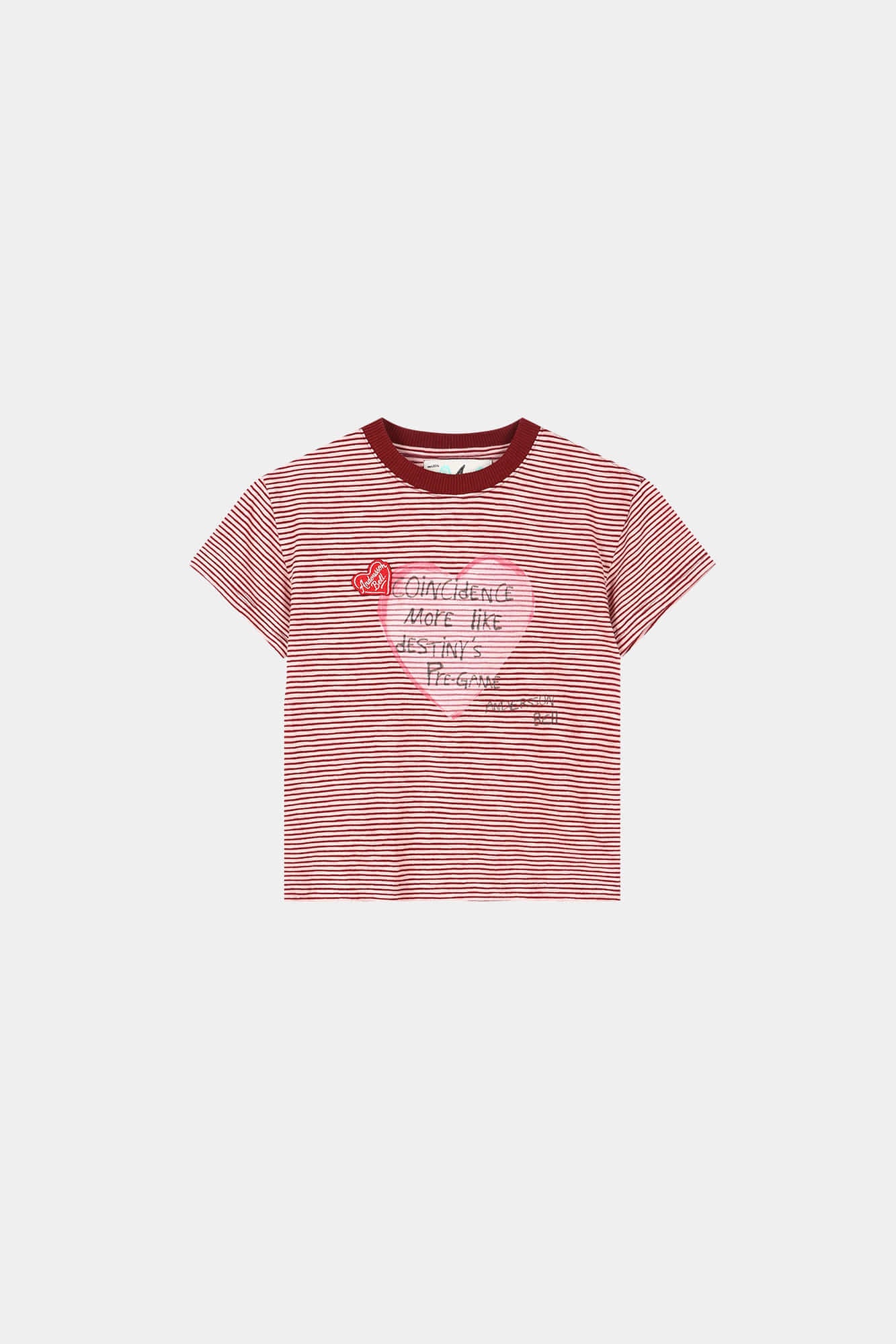 Andersson Bell - (essential) Heart Message Stripe T-Shirt (Pink/Wine) product image 6 | TRAB K-Fashion Australia