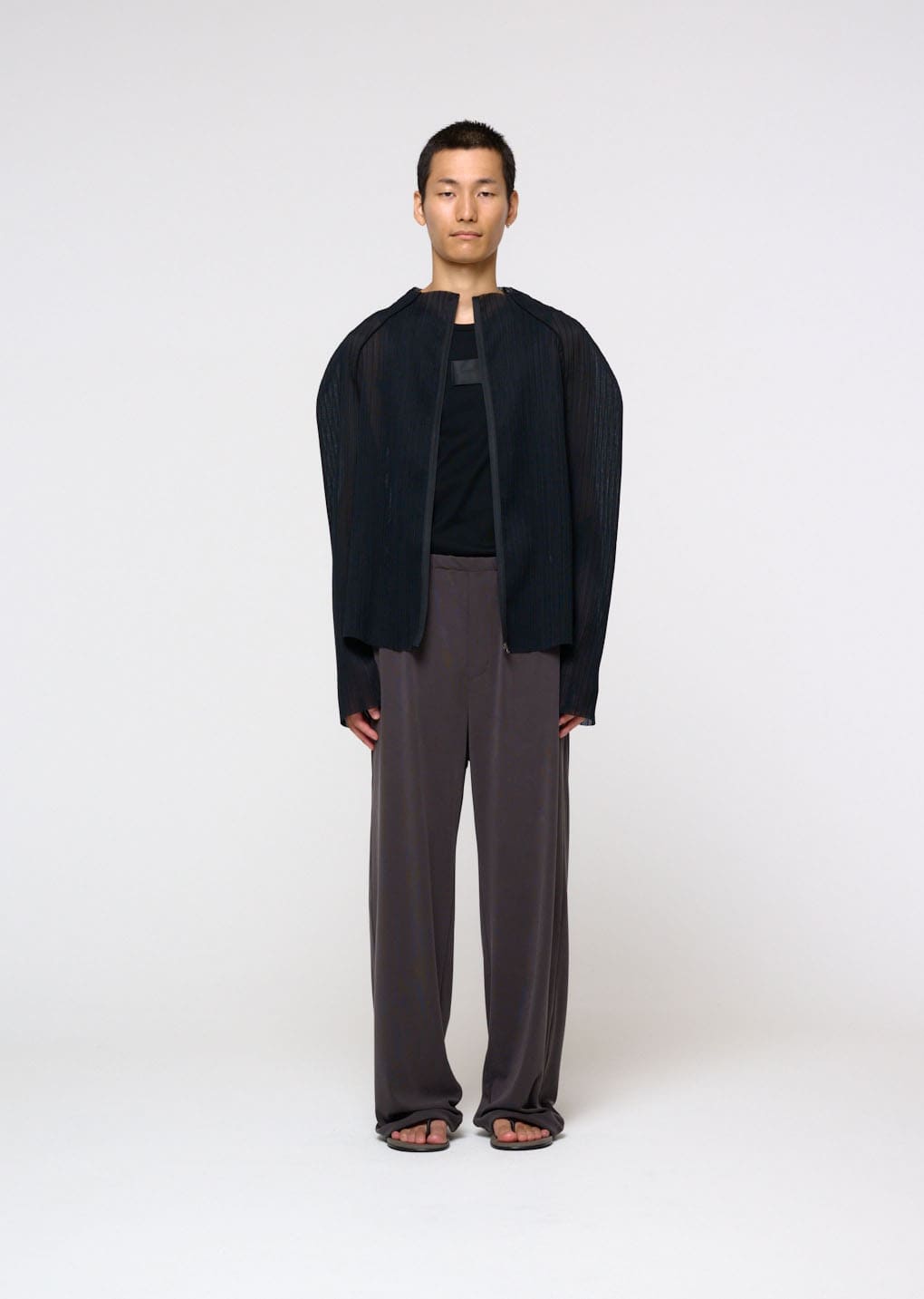Amomento - [Pre-Order] Pleats Zip Up Jumper (Black) product image 2 | TRAB K-Fashion Australia