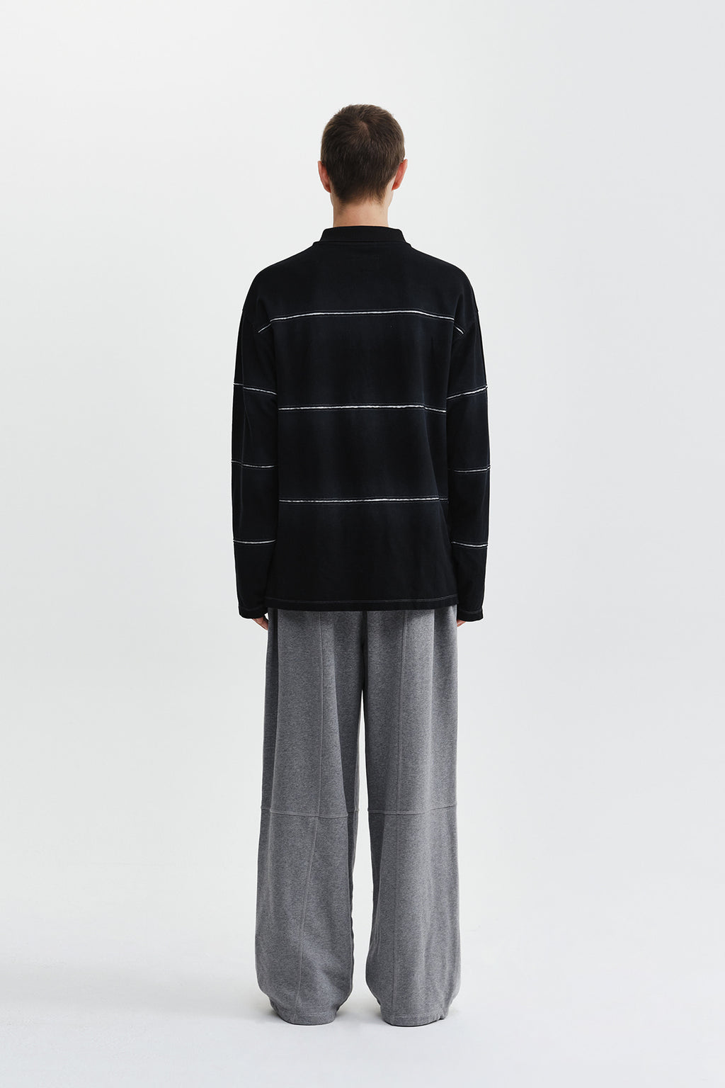 Matin Kim - Reveal Stripe Logo Collar Top (Black) product image 9 | TRAB K-Fashion Australia