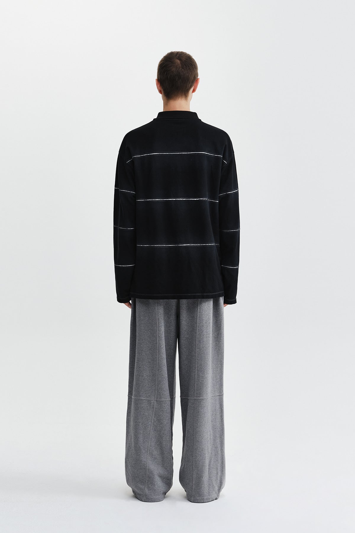 Matin Kim - Reveal Stripe Logo Collar Top (Black) product image 9 | TRAB K-Fashion Australia