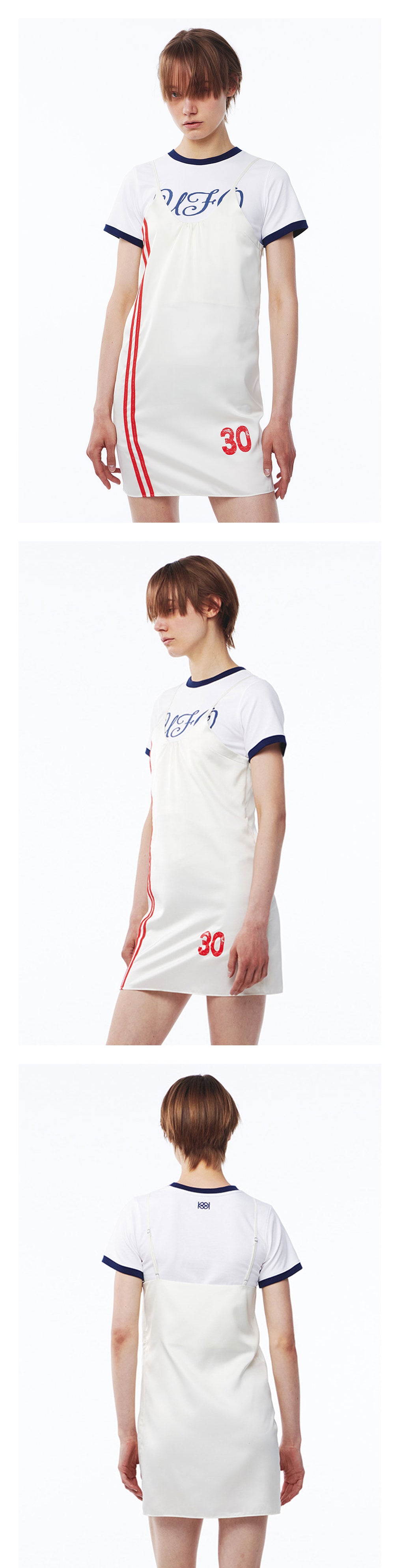Kijun - Line Satin Mini Dress (Ivory) product image 1 | TRAB K-Fashion Australia