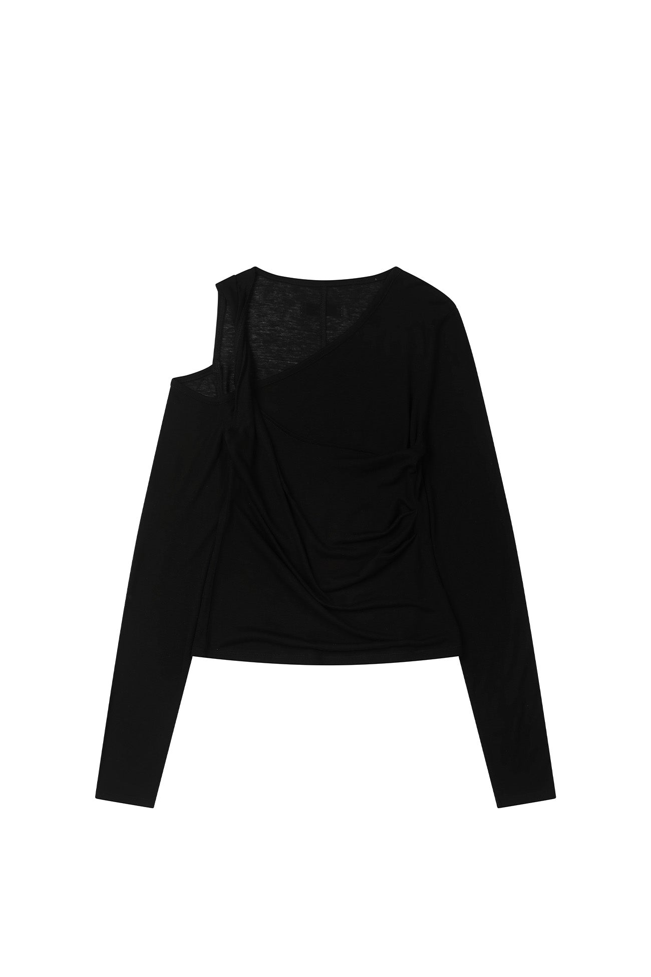 Deinet - One Shoulder Draped Asymmetric Top (Black) product image 9 | TRAB K-Fashion Australia
