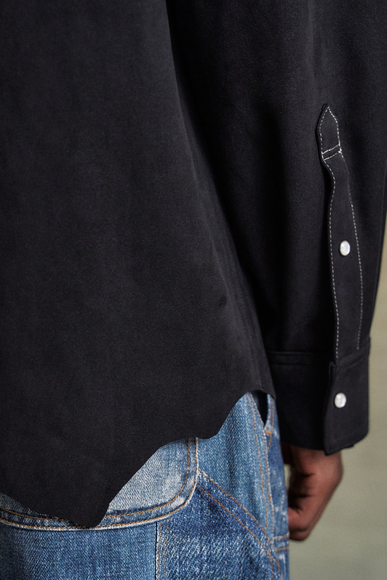 Andersson Bell - Lemmans Faux-Suede Shirts (Black) product image 6 | TRAB K-Fashion Australia