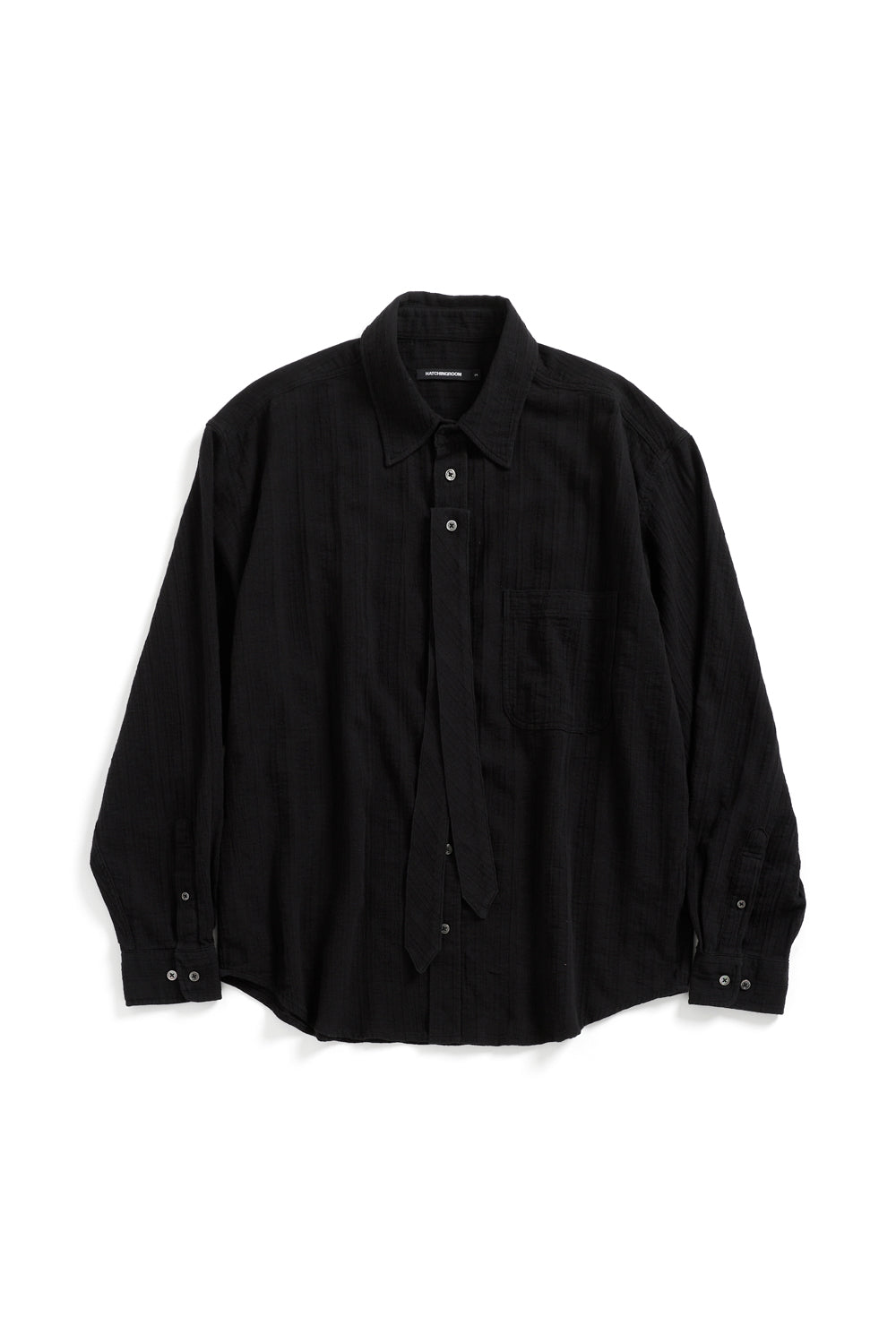 Hatchingroom - Tie Shirt Gauze Stripe Washed (Black) product image 1 | TRAB K-Fashion Australia