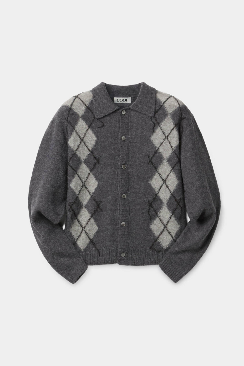 Coor - Inside Out Argyle Collar Cardigan (Melange Gray) product image 1 | TRAB K-Fashion Australia