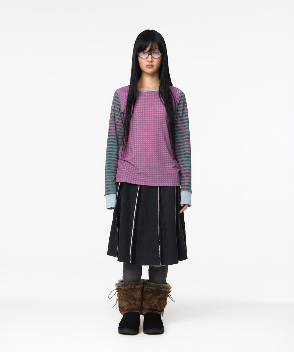 Coyseio - Raw Hem Pleats Skirt (Charcoal) product image 7 | TRAB K-Fashion Australia