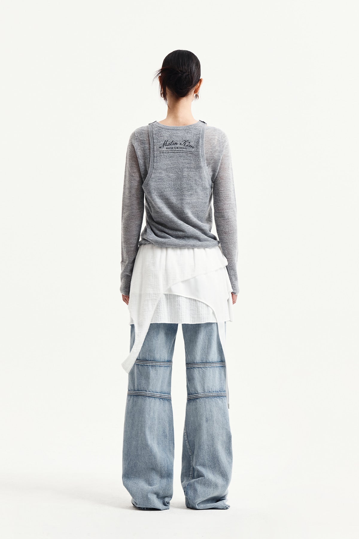 Matin Kim - Mohair Layered Knit Pullover (Light Grey) product image 13 | TRAB K-Fashion Australia