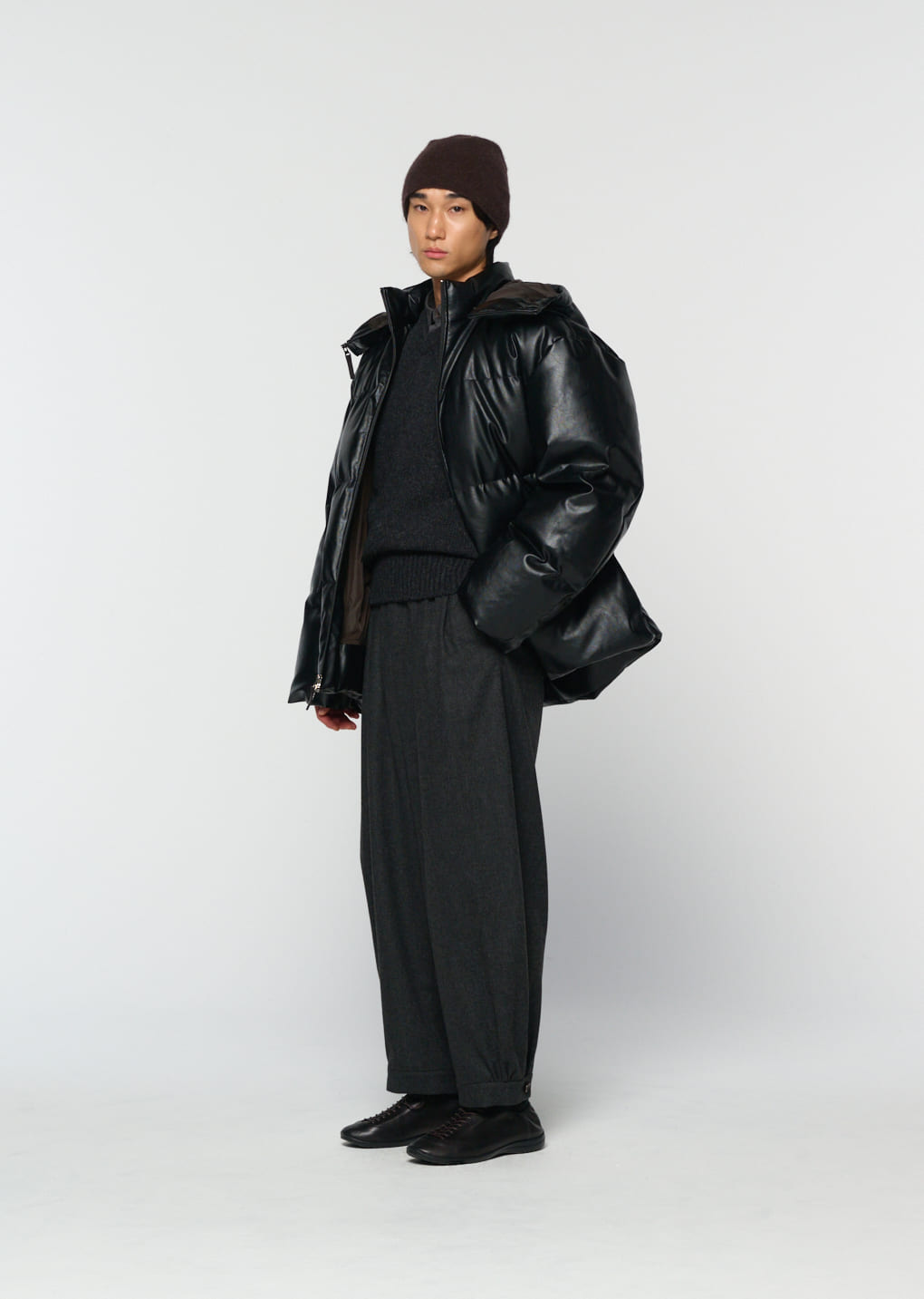 Amomento - [Pre-Order] synthetic leather mid puffer (Black) product image 6 | TRAB K-Fashion Australia