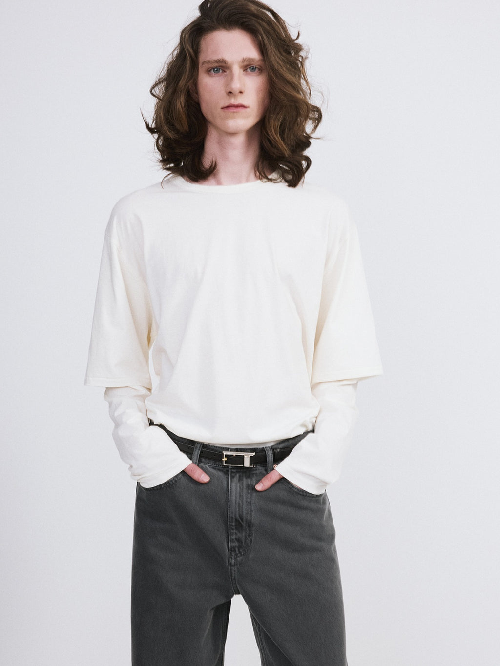 Recto - Oversized Cashmere Blend Layered Top (Bean Ivory) product image 1 | TRAB K-Fashion Australia