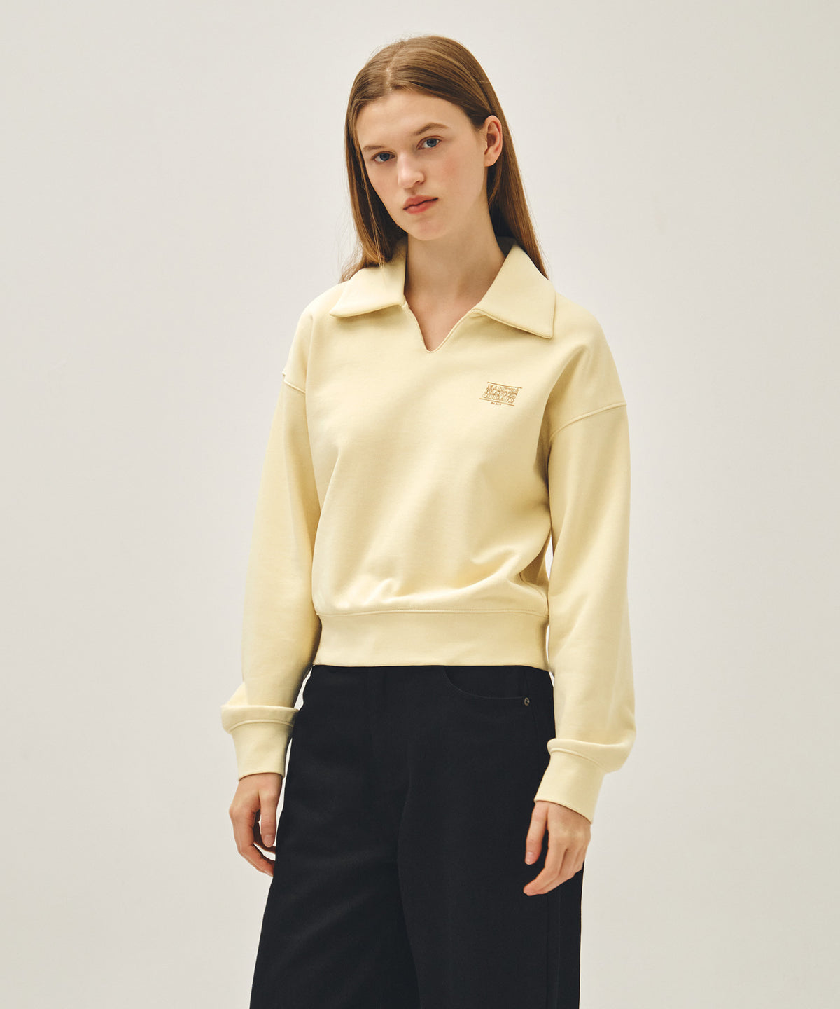 Marithe & Francois Girbaud - Doodle Classic Logo Collar Sweatshirt (Butter) product image 1 | TRAB K-Fashion Australia