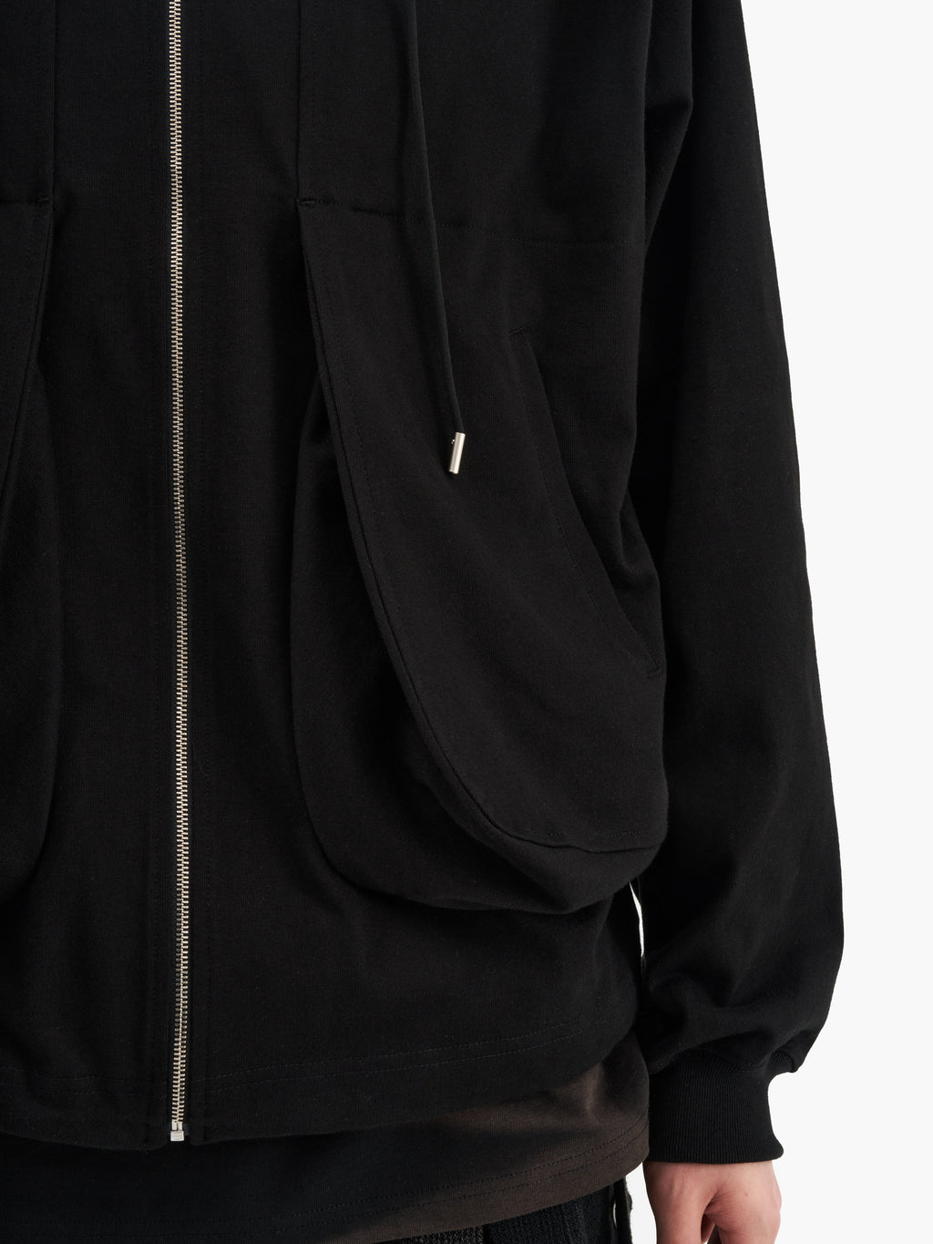 Jiyong Kim - Draped Pocket Zip-Up Hoodie (Black) product image 3 | TRAB K-Fashion Australia