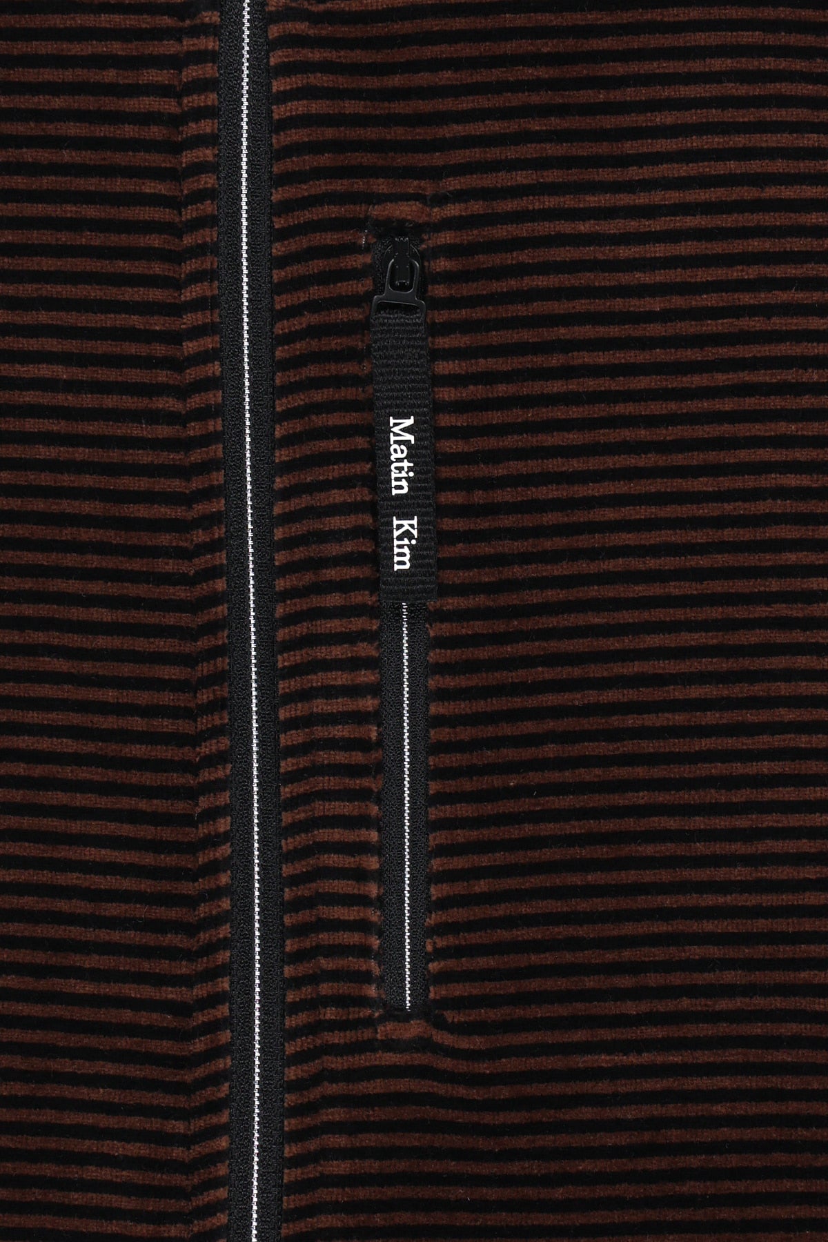 Matin Kim - [Pre-Order – Ships October 8] Striped Velour Zip Up (Brown) product image 5 | TRAB K-Fashion Australia