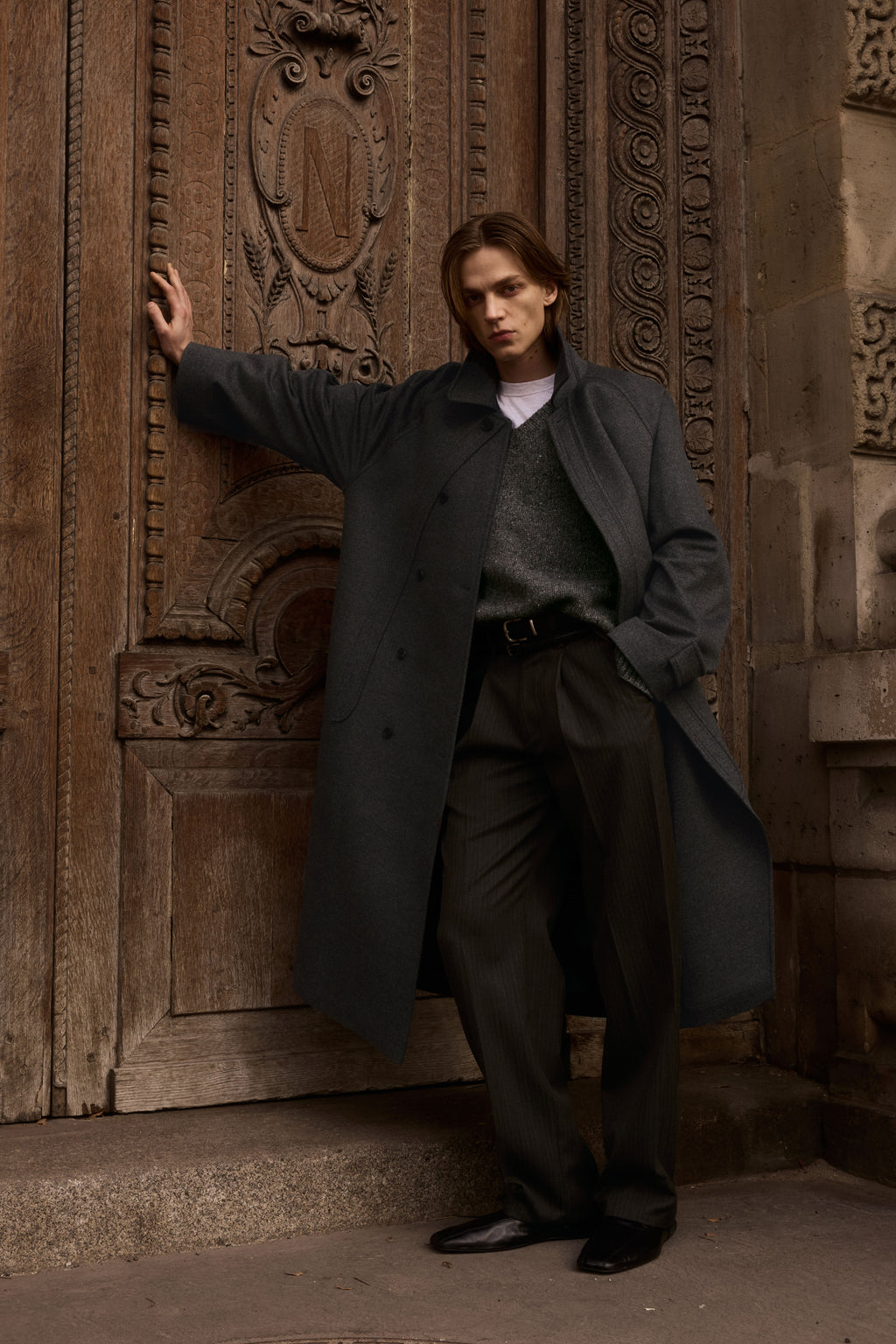 STU - Curved Double Line Mac Coat In Cashmere (Charcoal) product image 5 | TRAB K-Fashion Australia