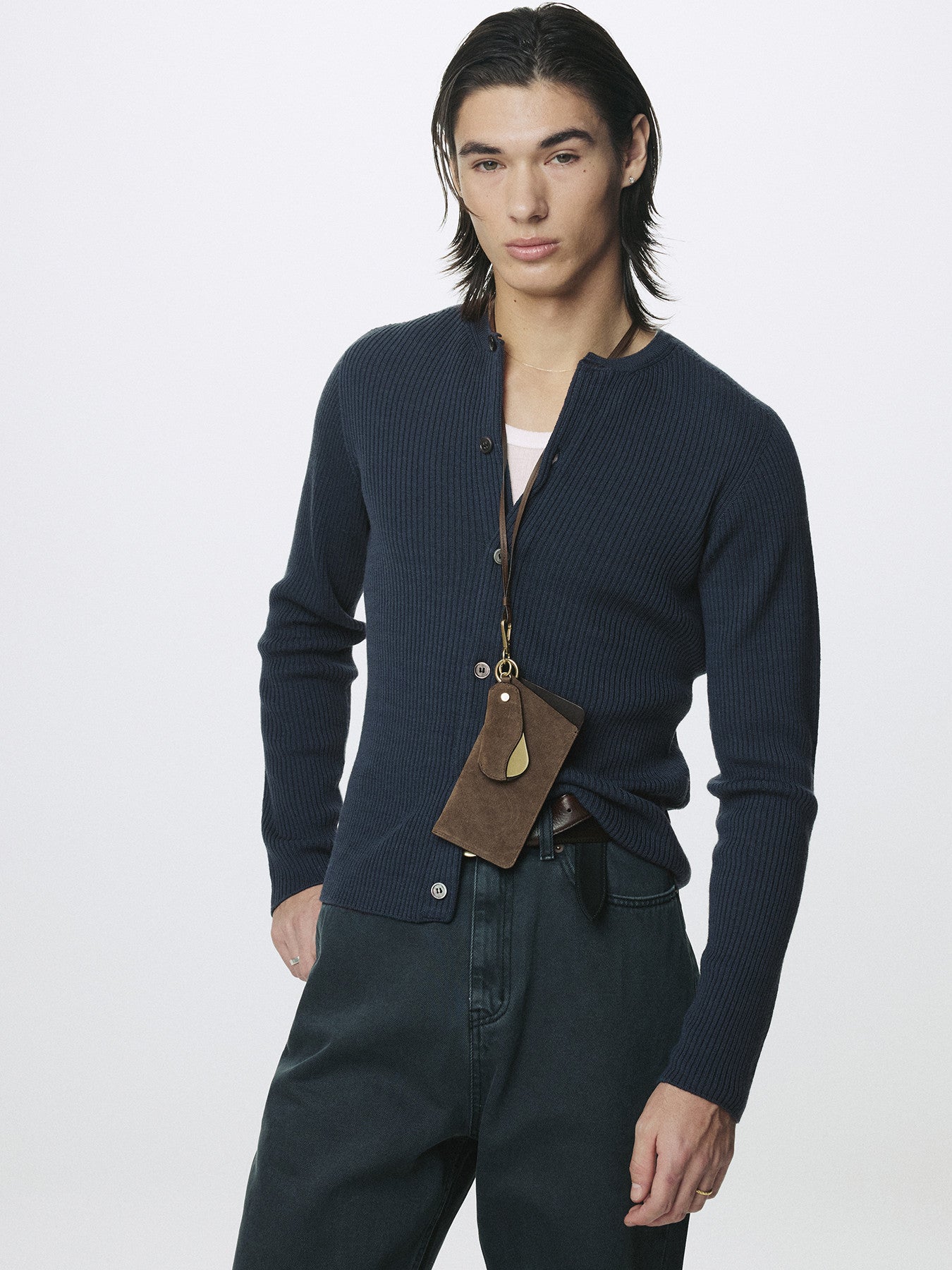 Tonywack - Super Fine Merino Wool Ribbed Cardigan (Slate Navy) product image 5 | TRAB K-Fashion Australia