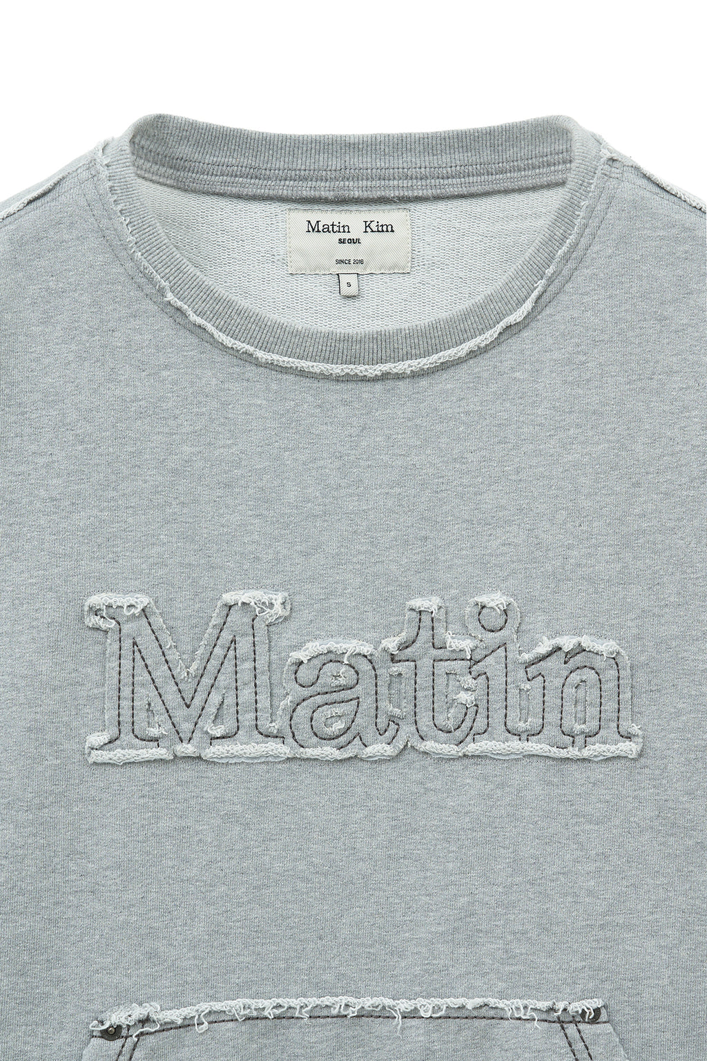 Matin Kim - Raw Cut Applique Sweatshirt (Grey) product image 4 | TRAB K-Fashion Australia