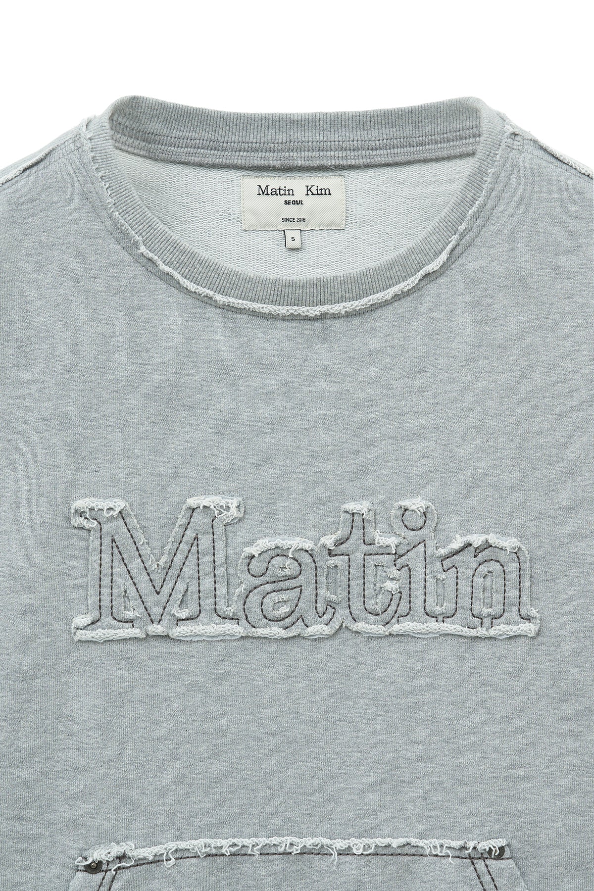 Matin Kim - Raw Cut Applique Sweatshirt (Grey) product image 4 | TRAB K-Fashion Australia