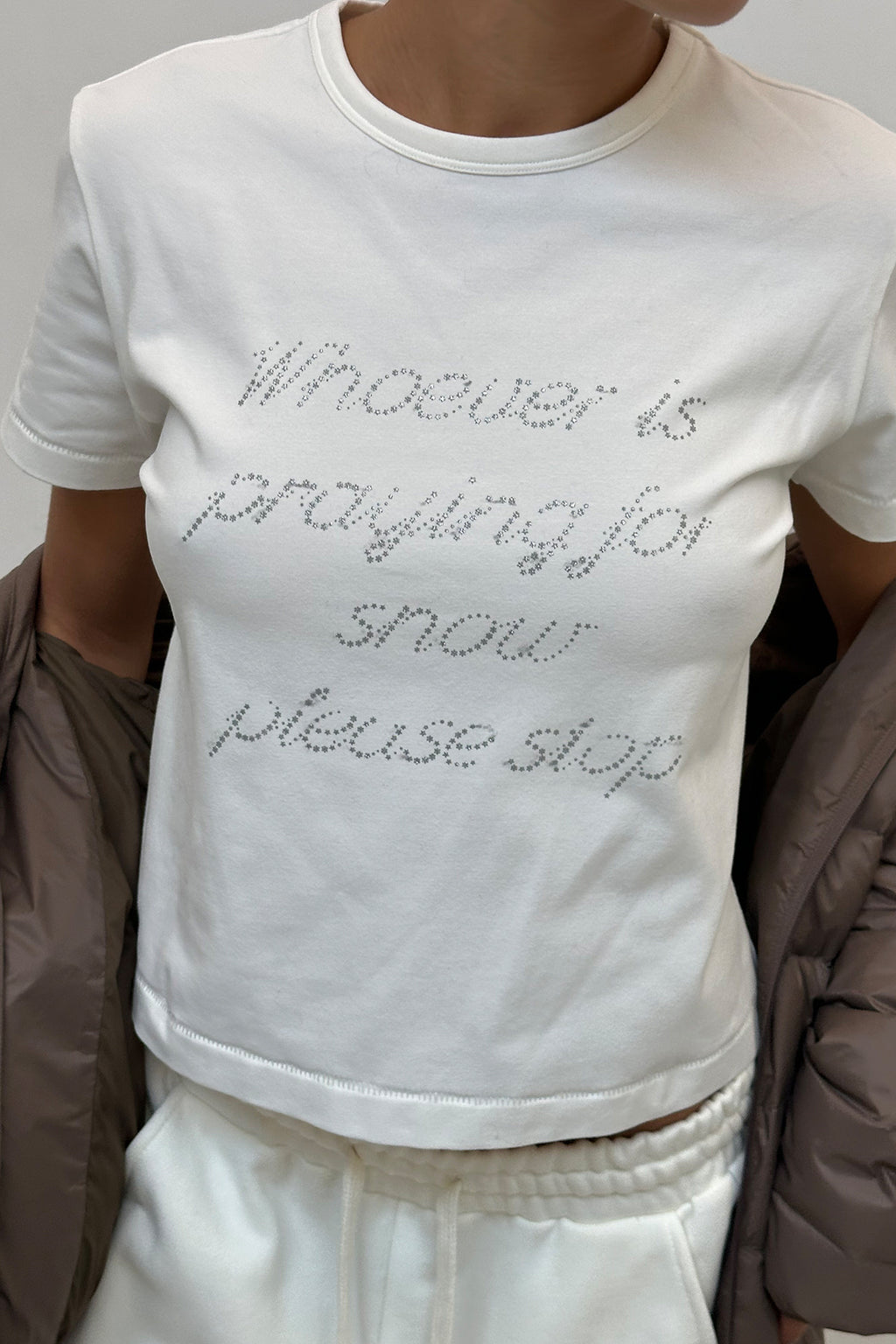 Matin Kim - Glitter Print Lettering Top (White) product image 6 | TRAB K-Fashion Australia