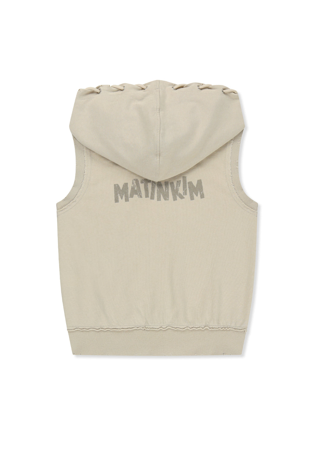 Matin Kim - Back Logo Jersey Hood Vest (Beige) product image 2 | TRAB K-Fashion Australia