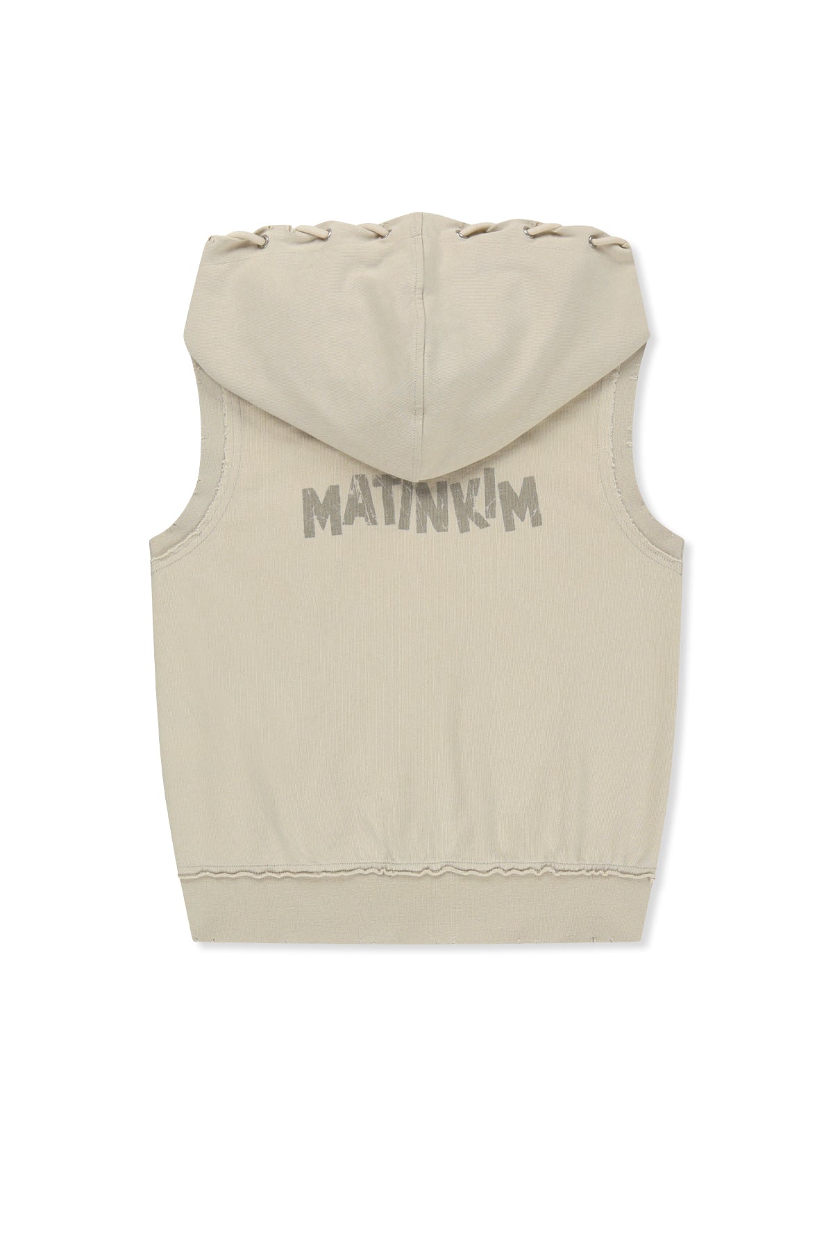 Matin Kim - Back Logo Jersey Hood Vest (Beige) product image 2 | TRAB K-Fashion Australia