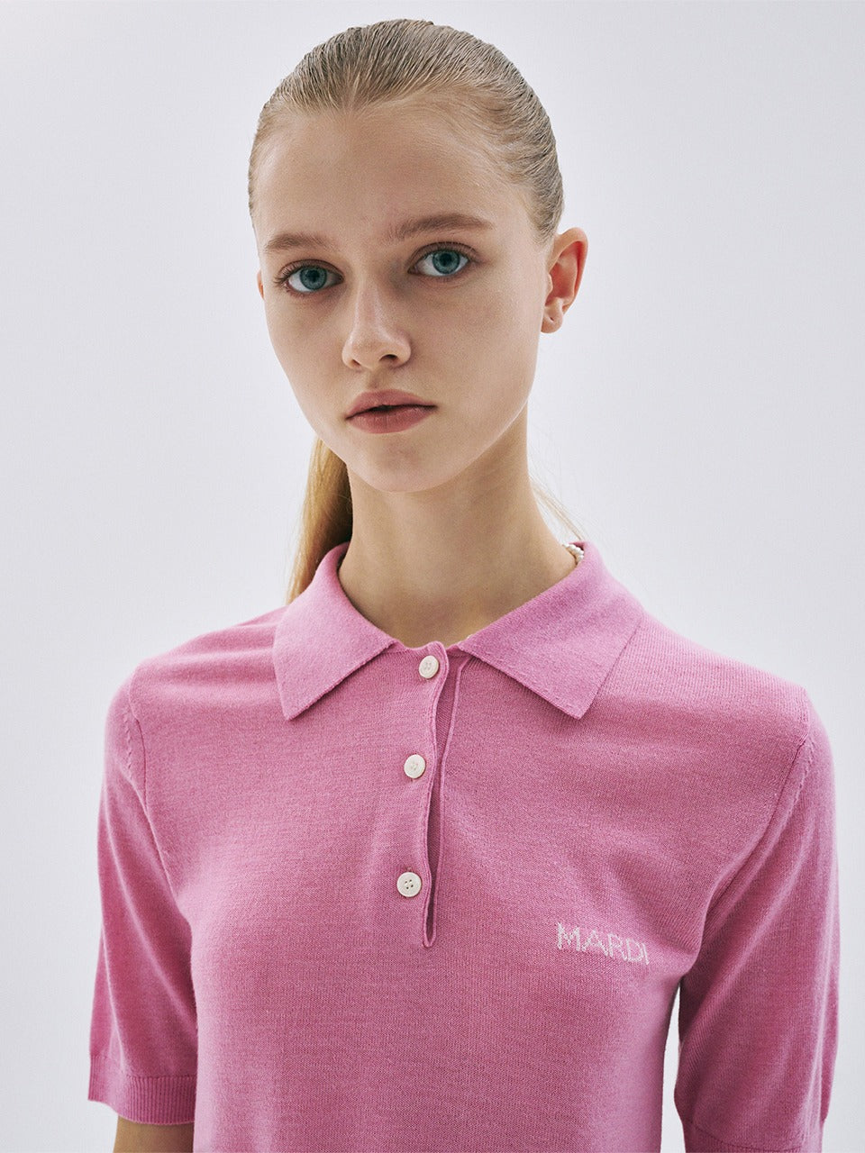 Mardi Mercredi - Knit Slimfit Shirt Piquet (Pink) product image 1 | TRAB K-Fashion Australia