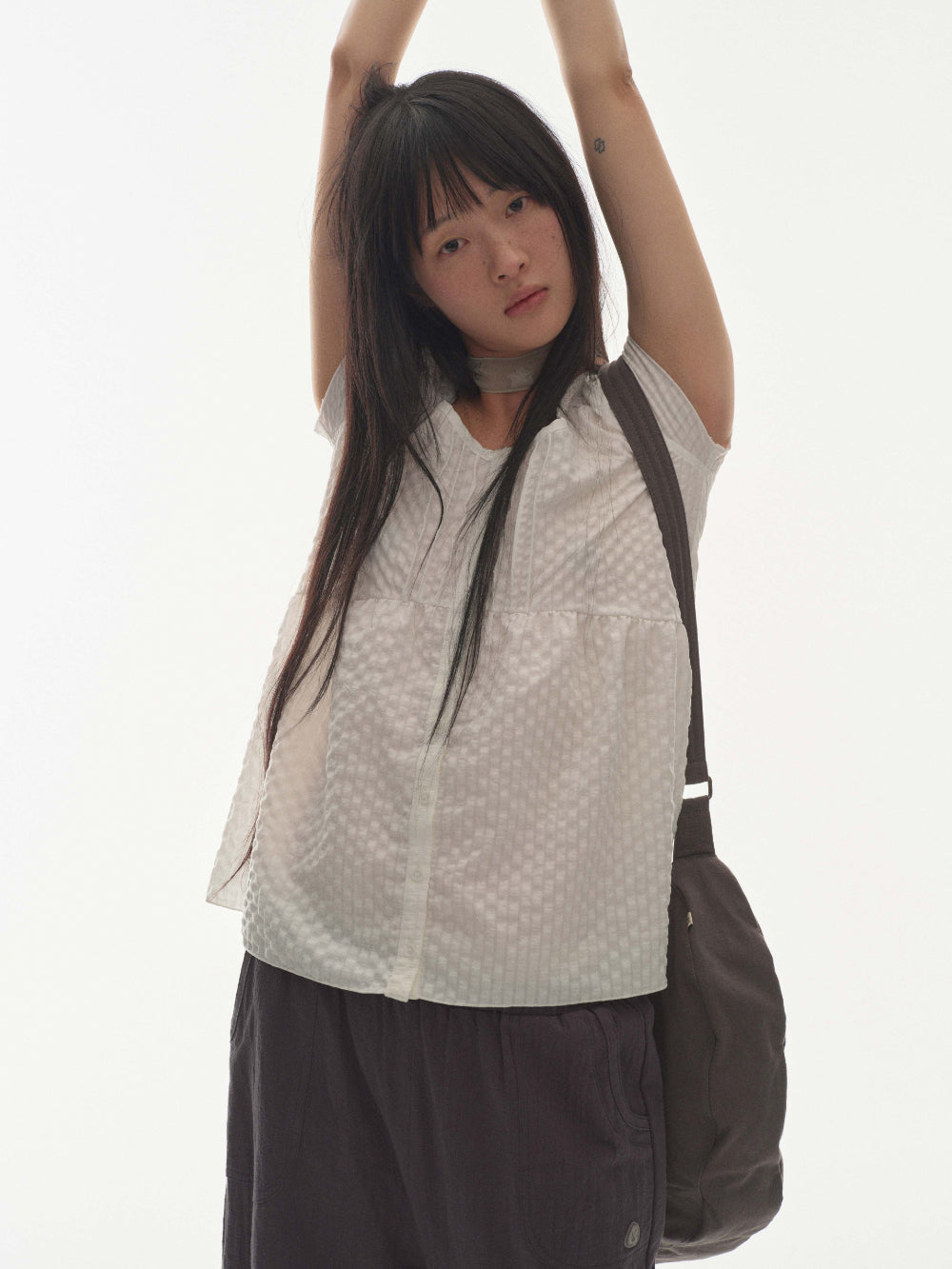 Coyseio - Pintuck Blouse (White) product image 2 | TRAB K-Fashion Australia