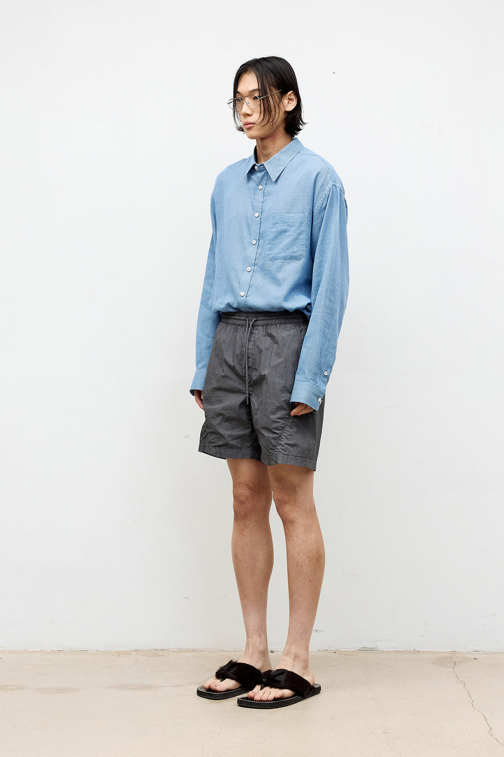 Coor - Cotton Tencel Micro Blue Check Shirt (Blue Check) product image 3 | TRAB K-Fashion Australia