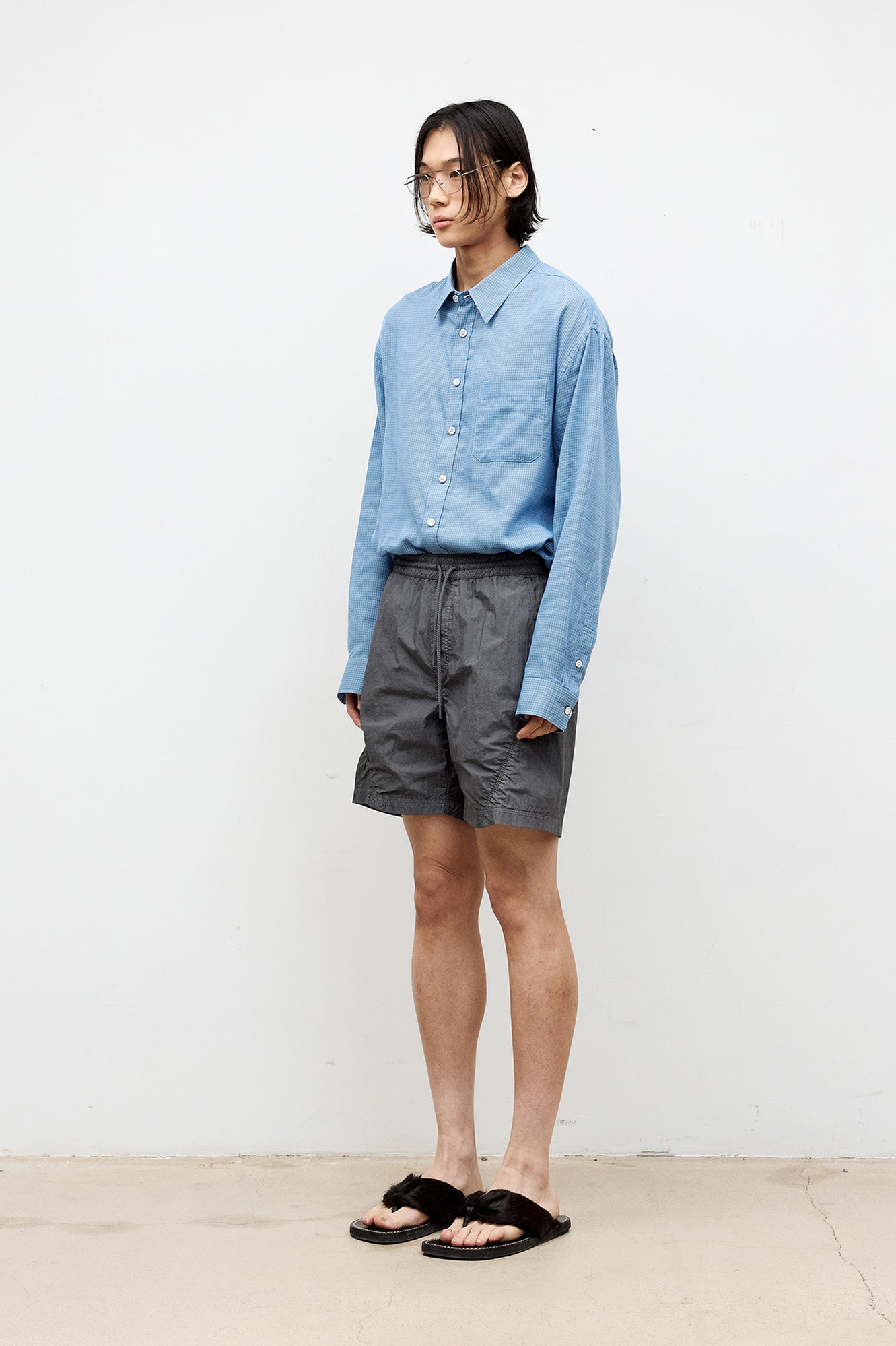 Coor - Cotton Tencel Micro Blue Check Shirt (Blue Check) product image 3 | TRAB K-Fashion Australia