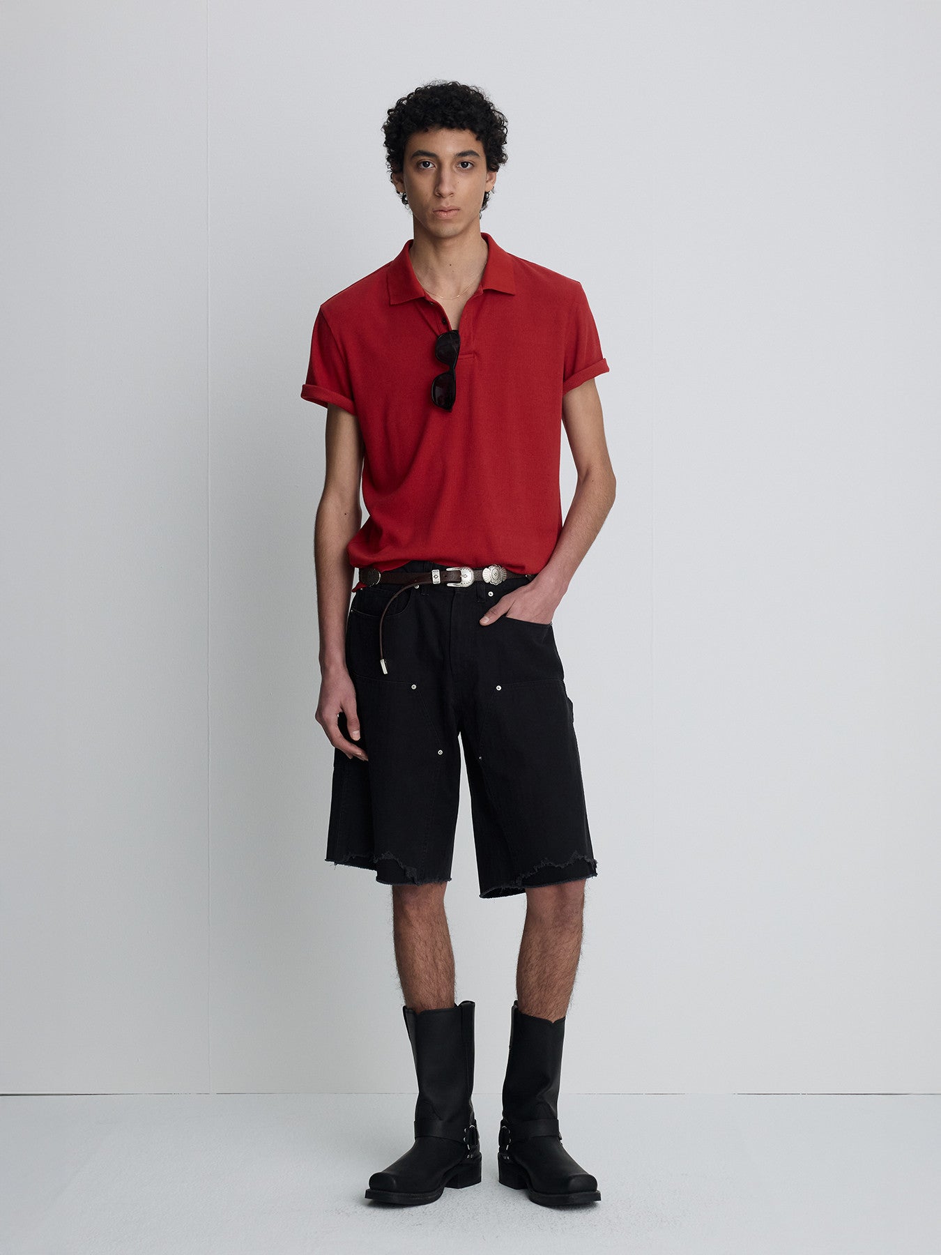 Tonywack - Hand Distressed Hbt Double Knee Shorts (Faded Black) product image 1 | TRAB K-Fashion Australia